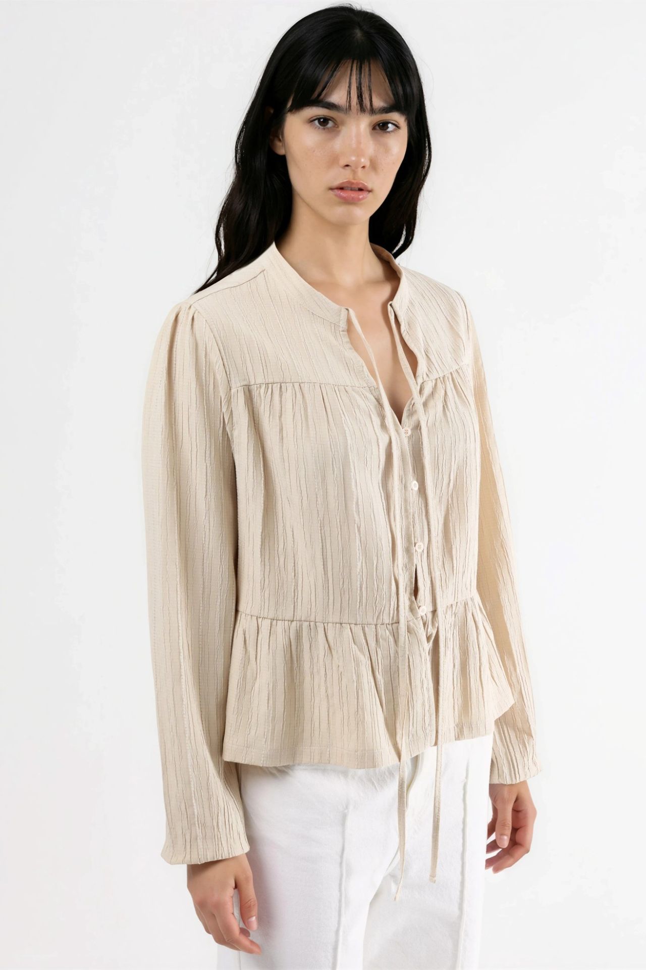 Long Sleeve Tippet Collar Blouse 6