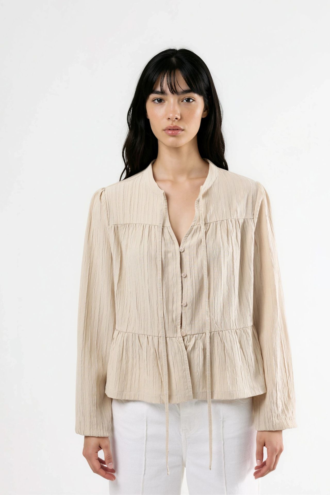 Long Sleeve Tippet Collar Blouse 8