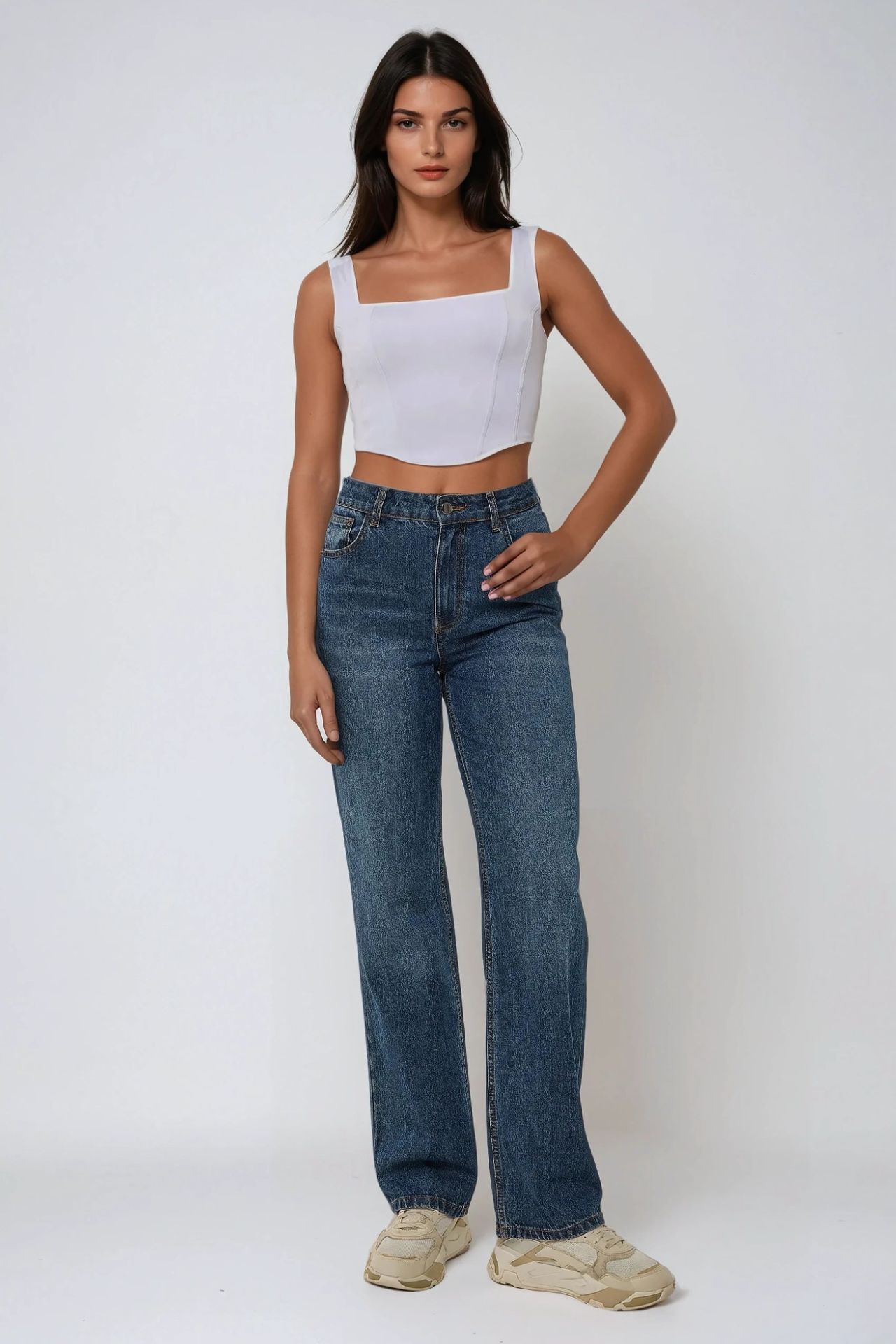 Square Neck Fitted Crop Top