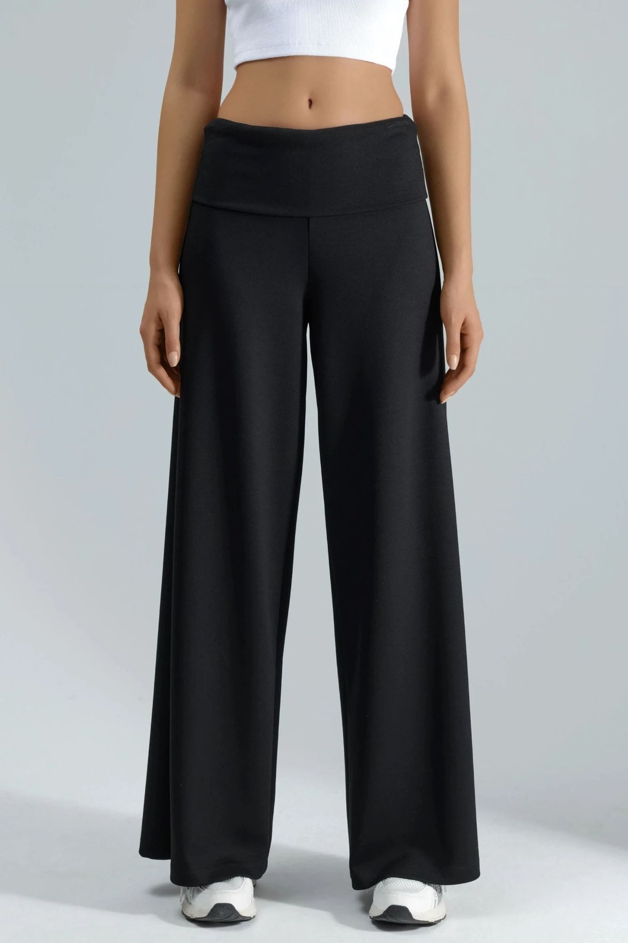 Modal Touch Folded Waist Palazzo Pants