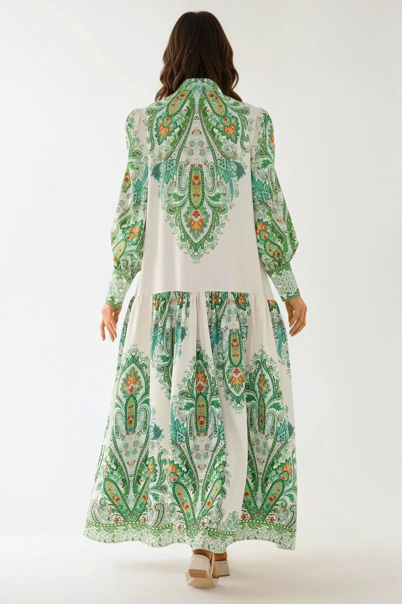 Printed Long Sleeve Maxi Dress 