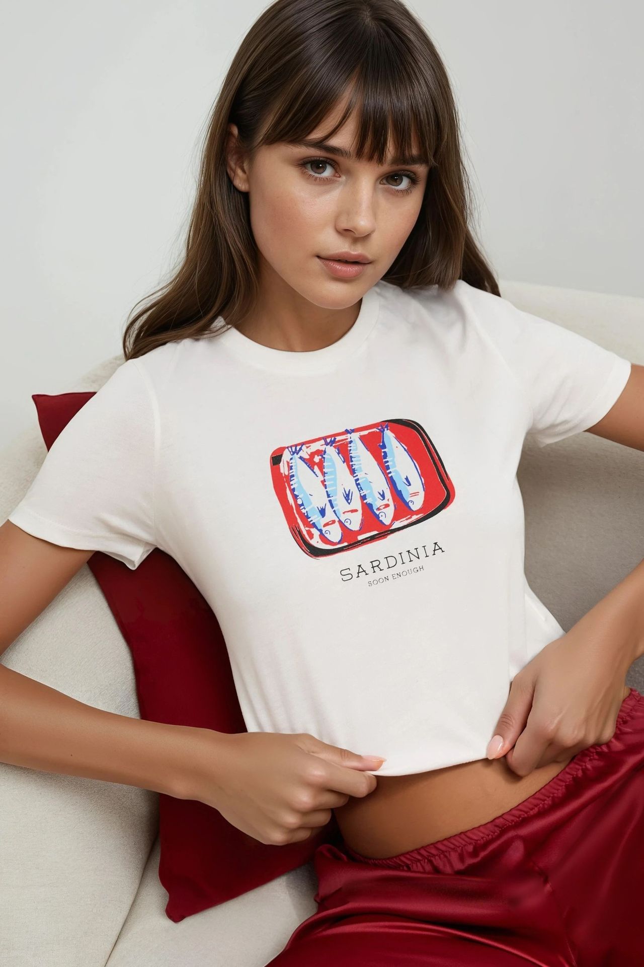 Printed Regular Fit Crew Neck 100% Cotton Crop T-shirt 1