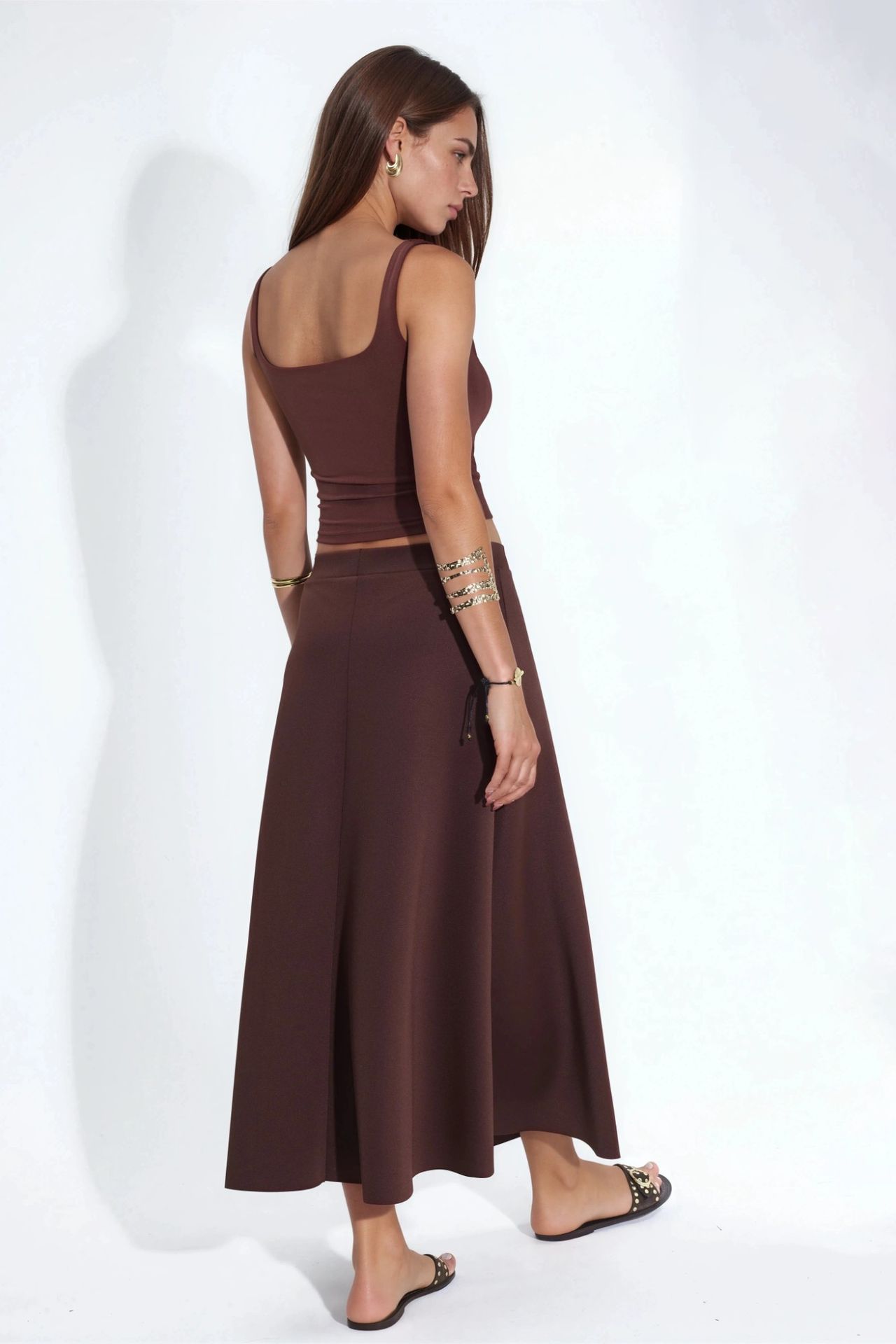High Waist A-Line Midi Skirt 3