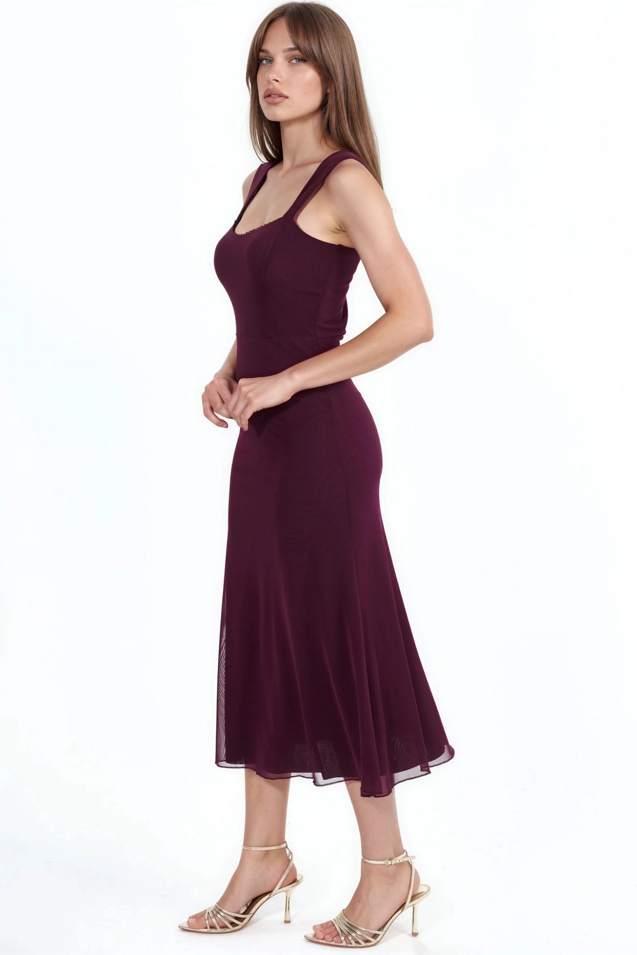 Heart Collar Midi A-Line Dress 2