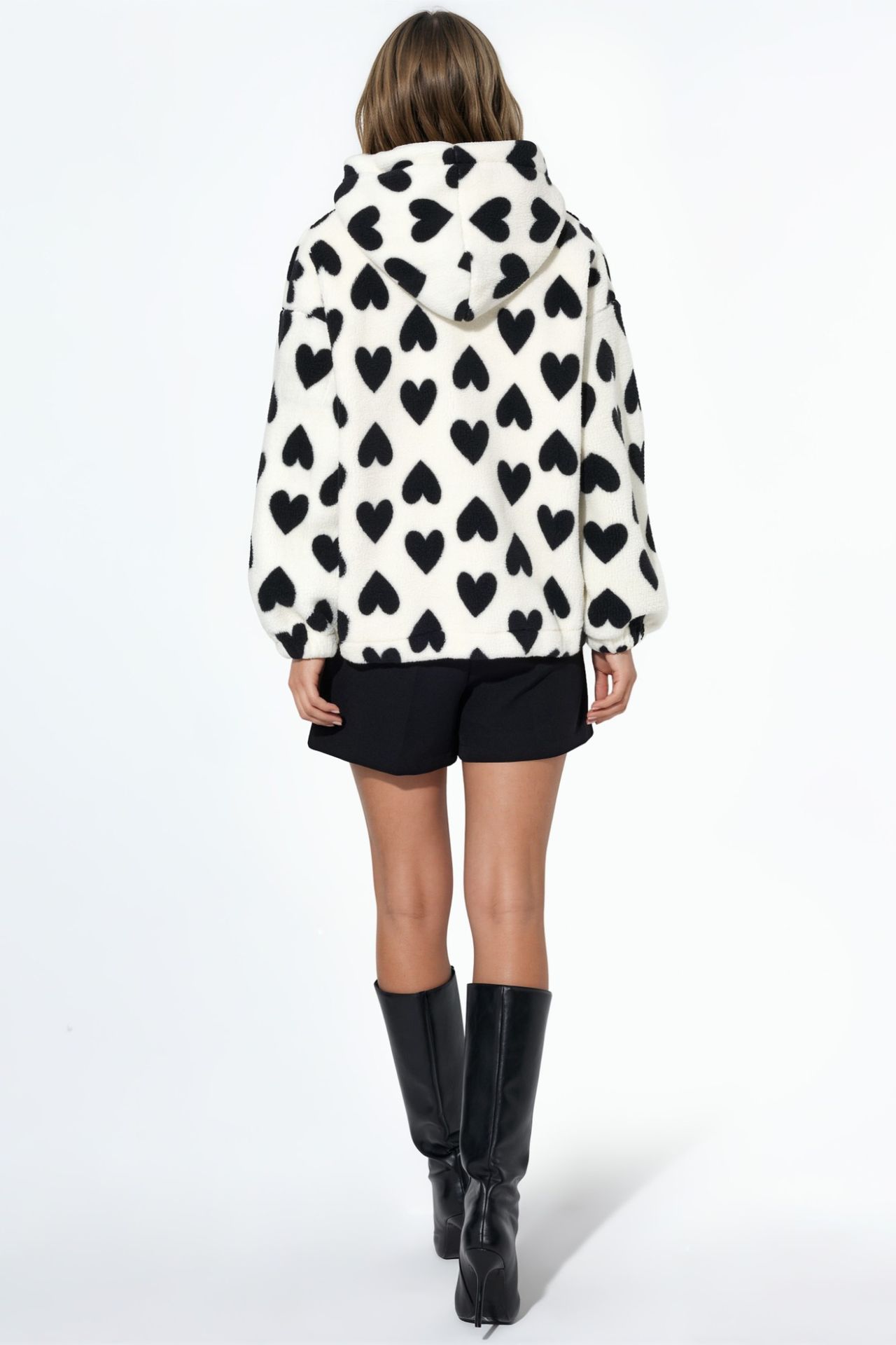 Heart Patterned Sherpa Jacket 3