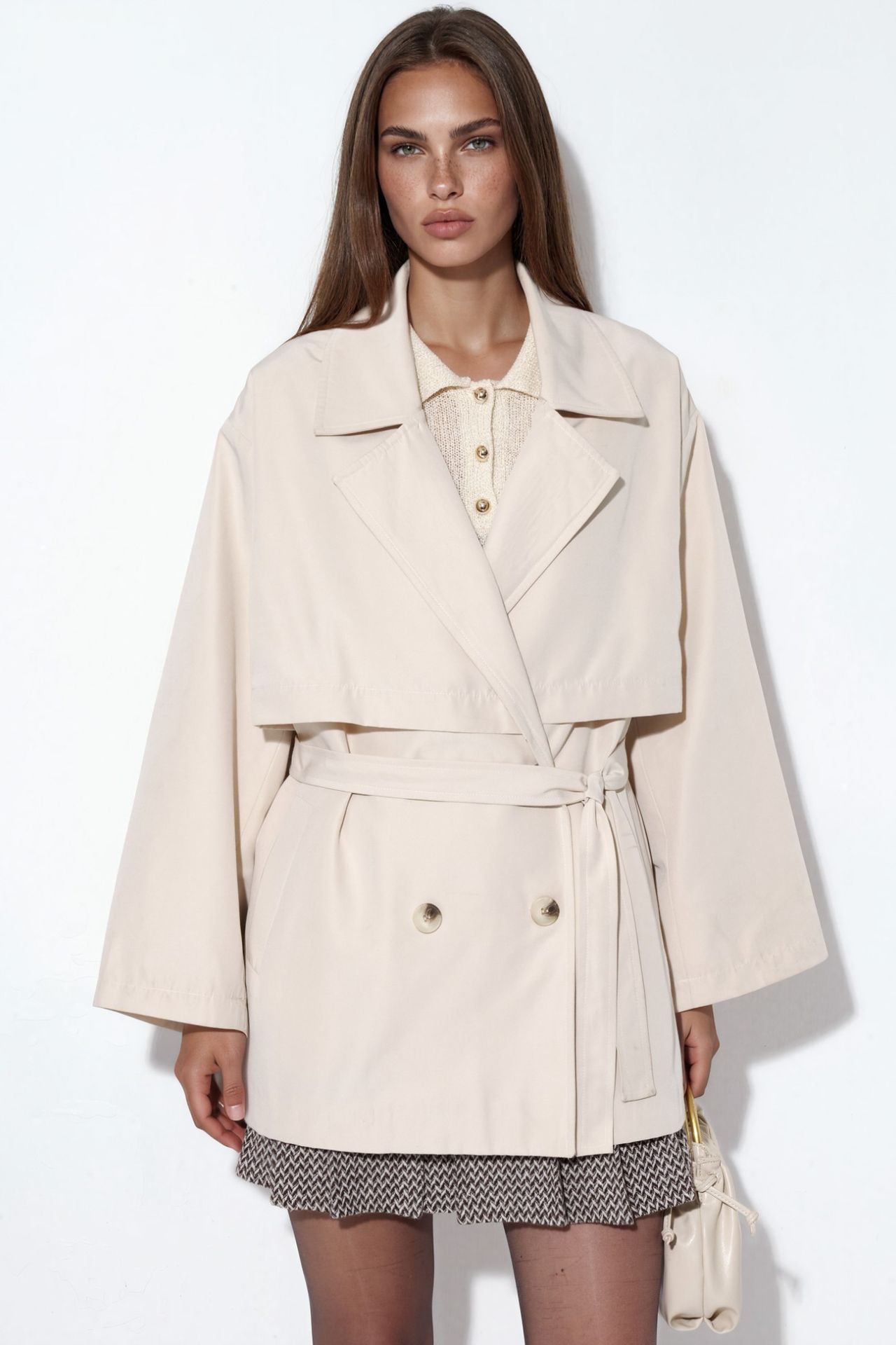 Double-Breasted Belted Trench Coat 5