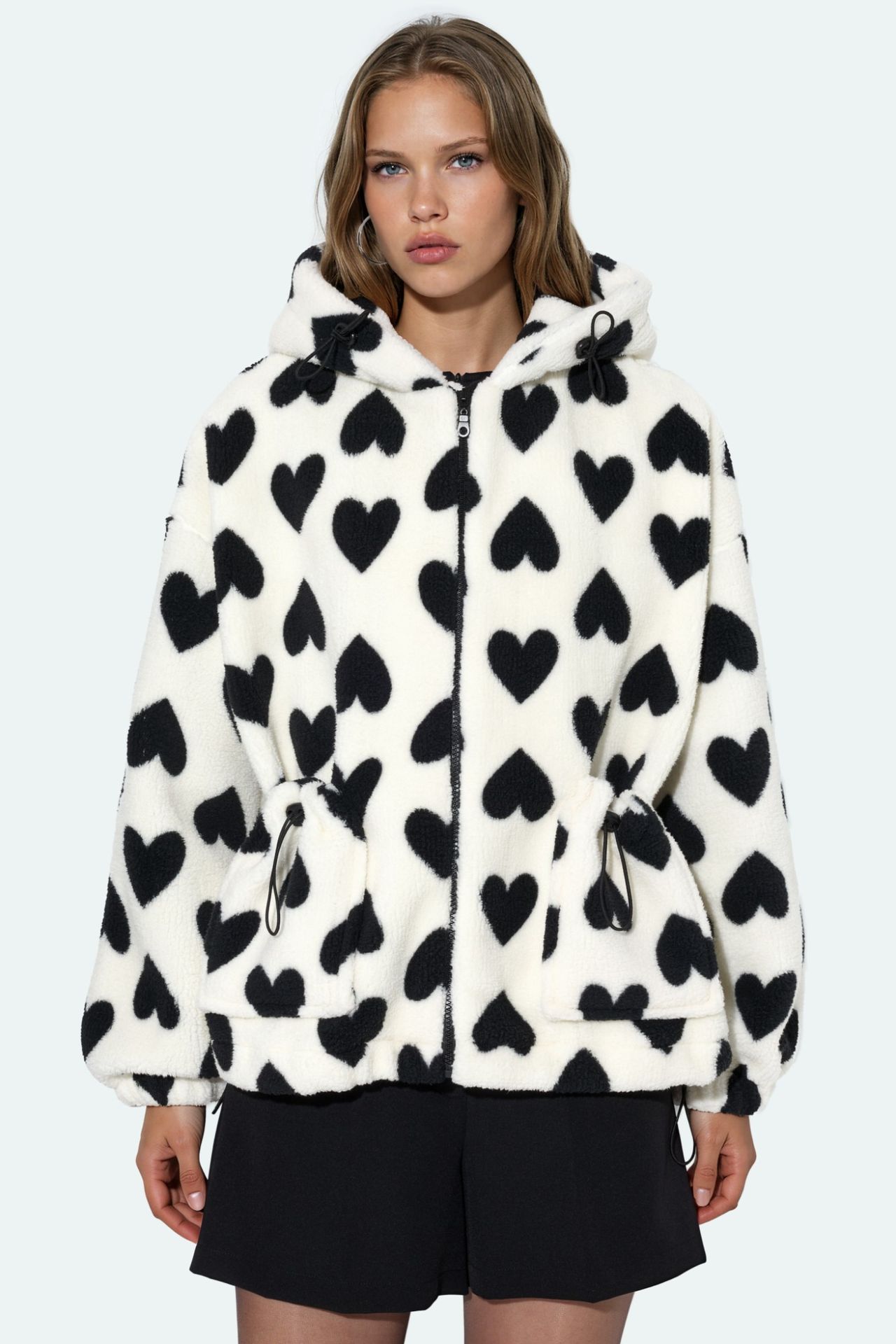 Heart Patterned Sherpa Jacket 5