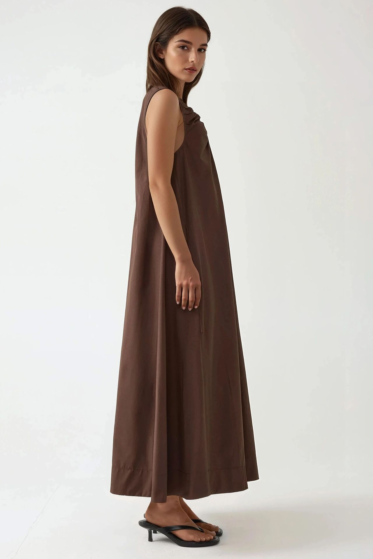 Maxi Dress with U Collar