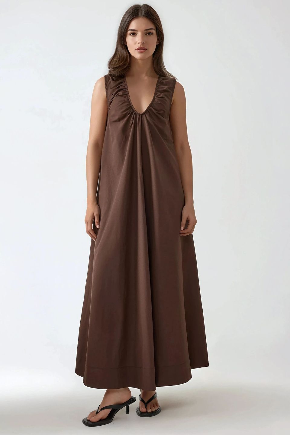Maxi Dress with U Collar