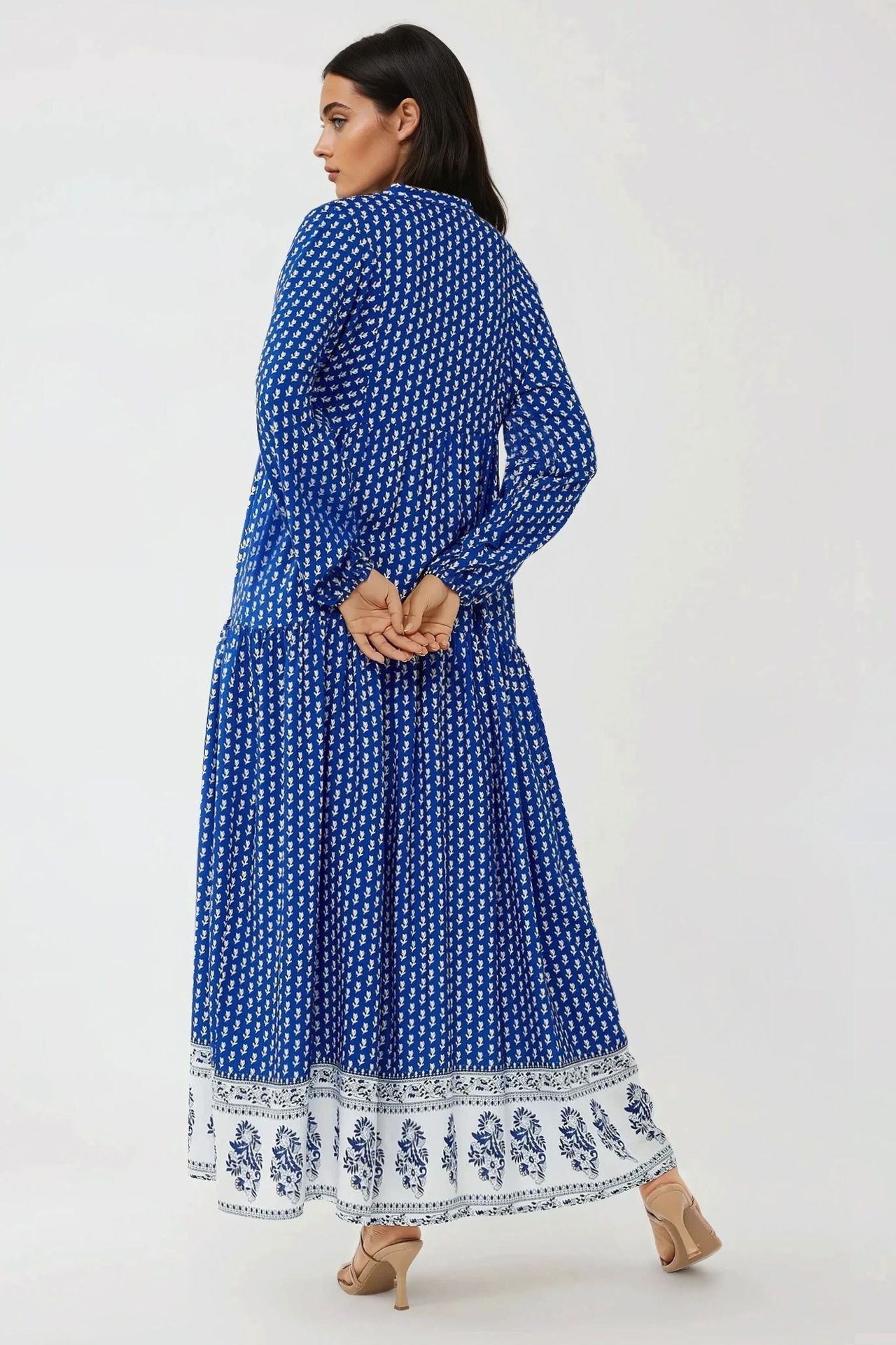 Printed V-Neck Maxi Dress