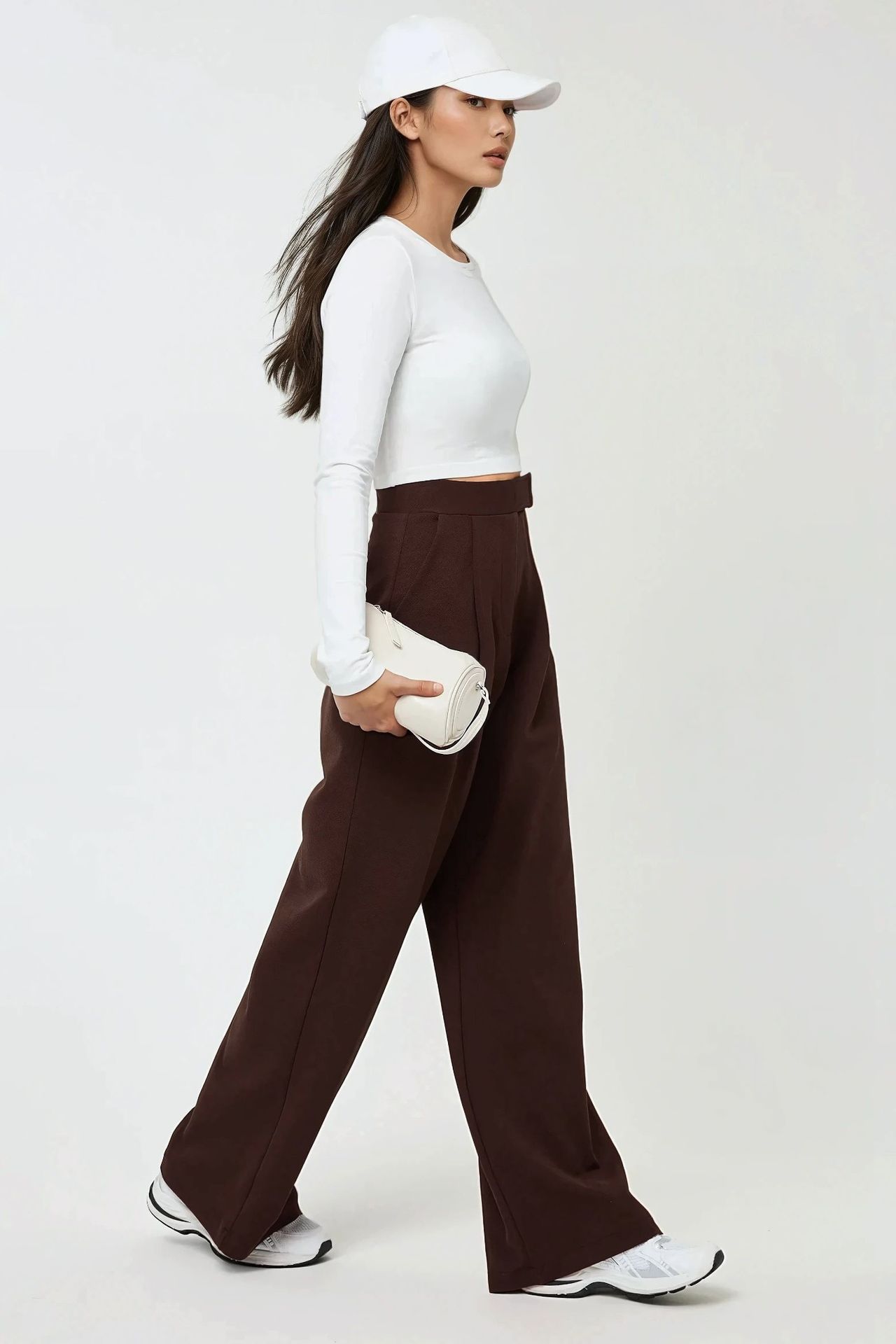 High Waist Elastic Crepe Palazzo Pants