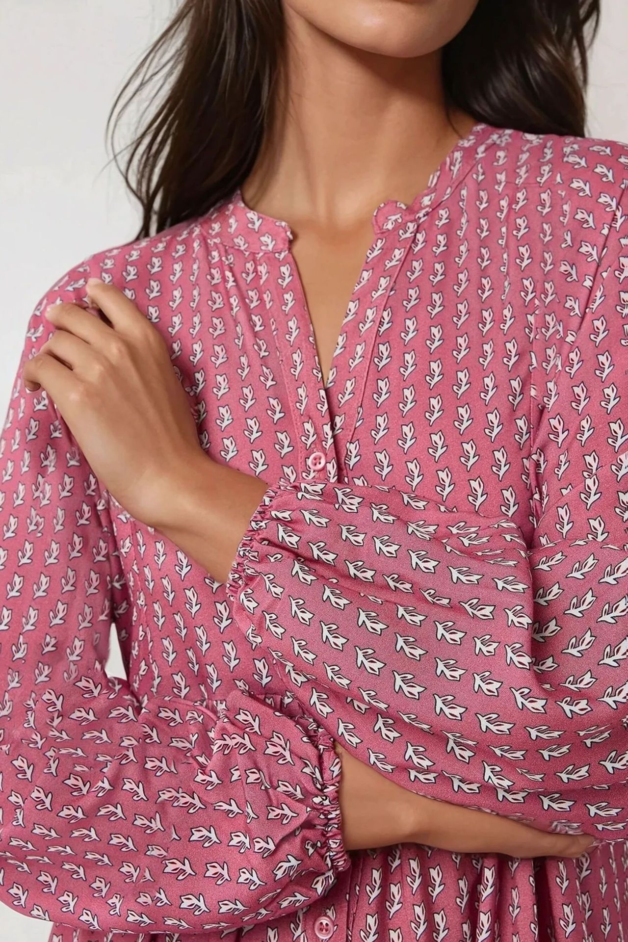 Printed V-Neck Maxi Dress