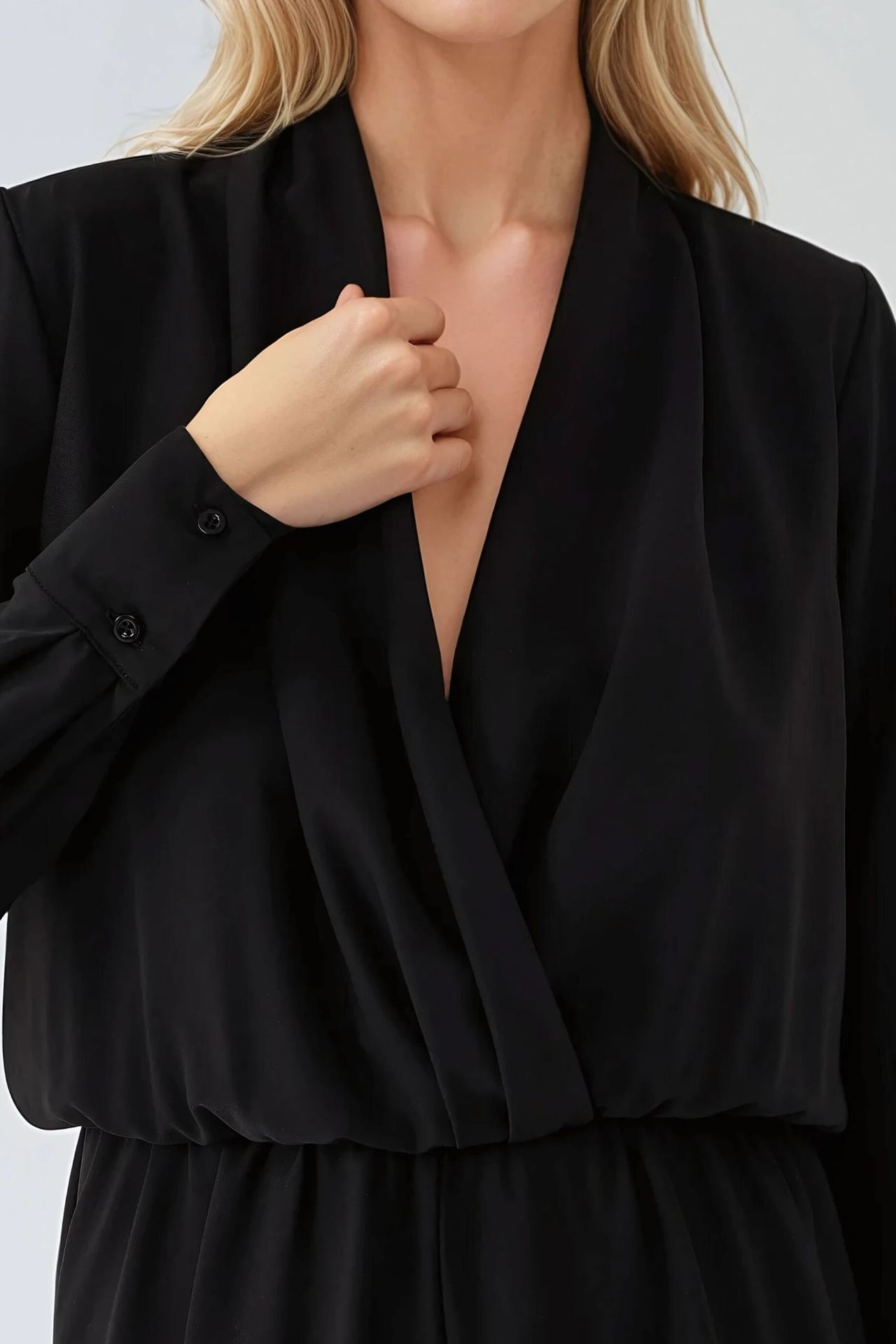 Deep V-Neck Mini Jumpsuit with Short Legs