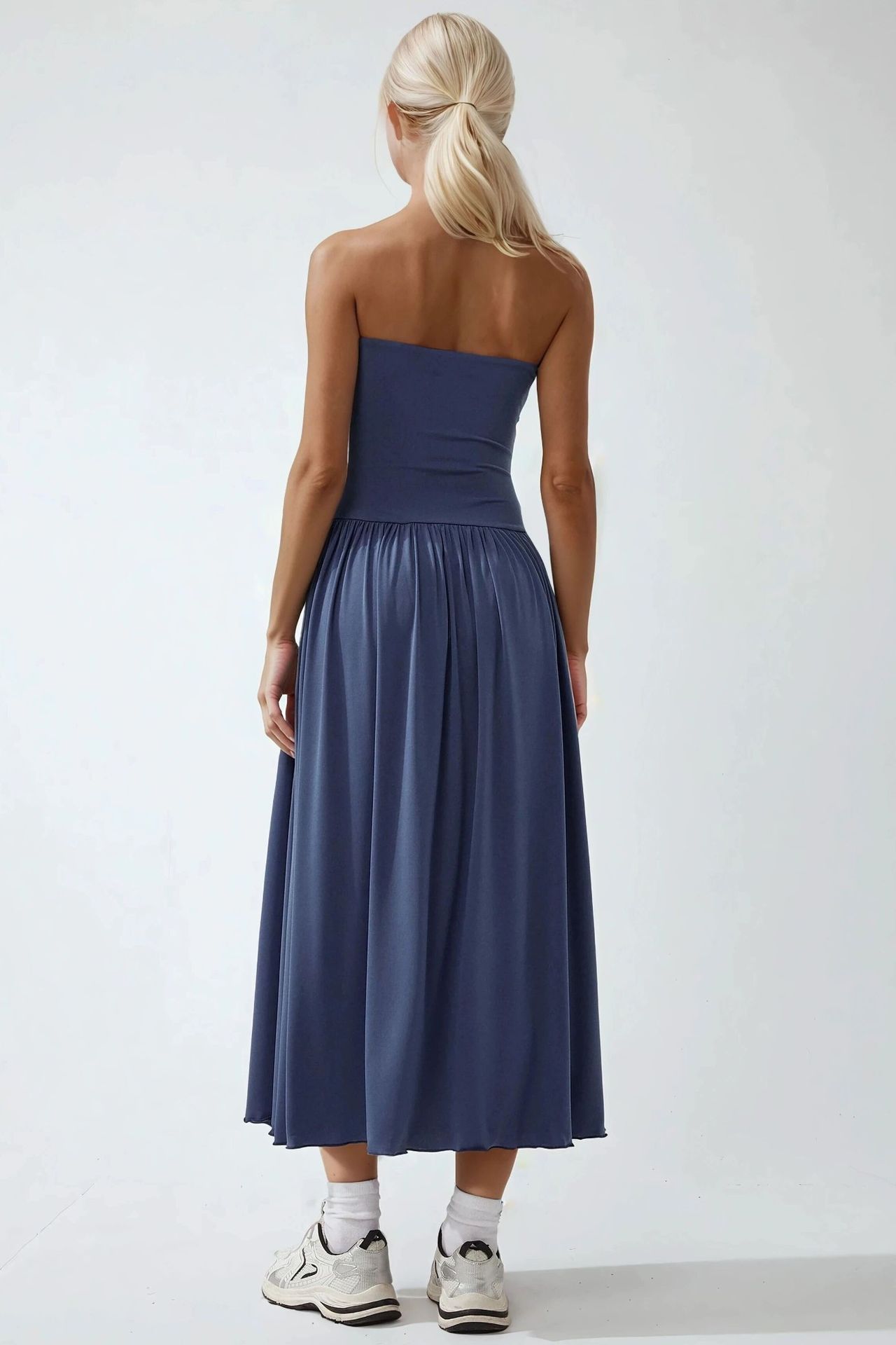 2-in-1 Midi Elastic Strapless Dress/Skirt