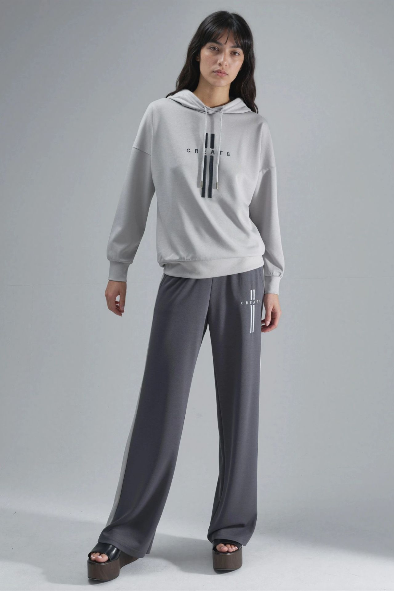 Modal Touch Hooded Sweatshirt & Stripe Detailed Pants Set Bersan Collection