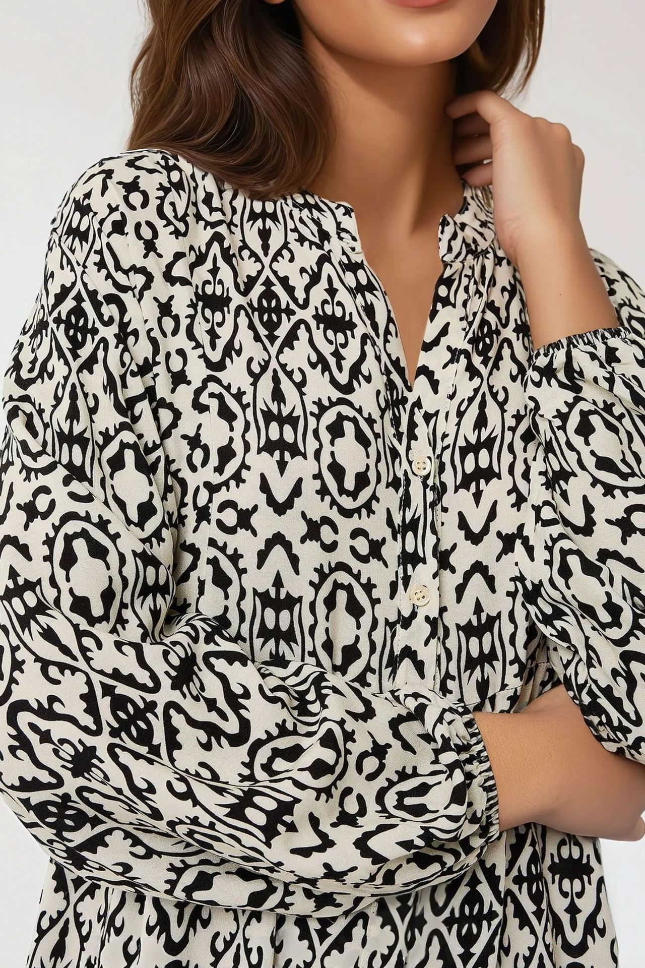 Printed Maxi Dress with Shirt Collar