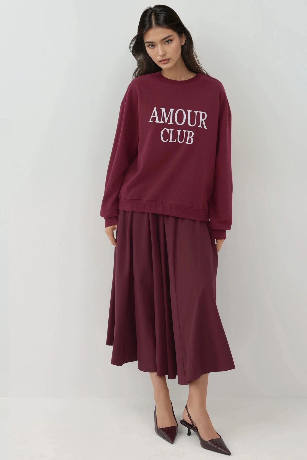 Printed Crew Neck Relaxed Fit Raised Sweatshirt 4
