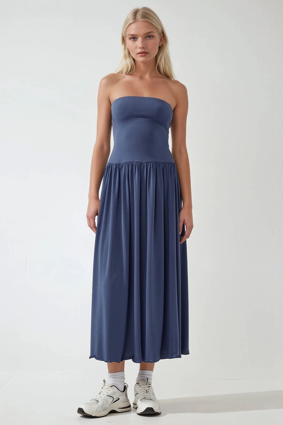 2-in-1 Midi Elastic Strapless Dress/Skirt