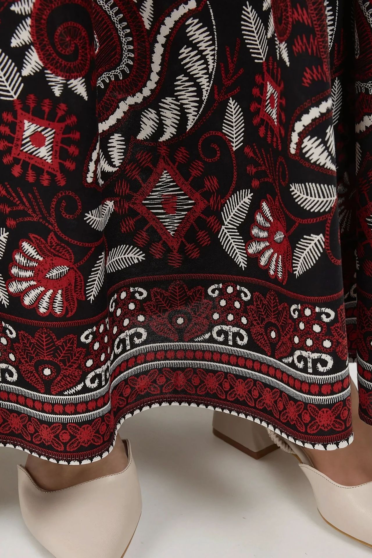 Printed Long Sleeve Viscose Maxi Dress 