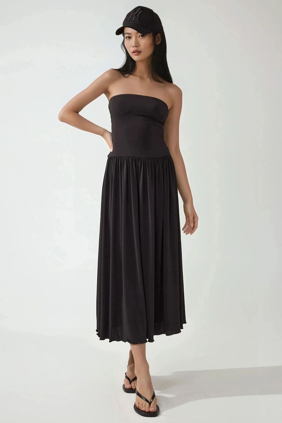 2-in-1 Midi Elastic Strapless Dress/Skirt