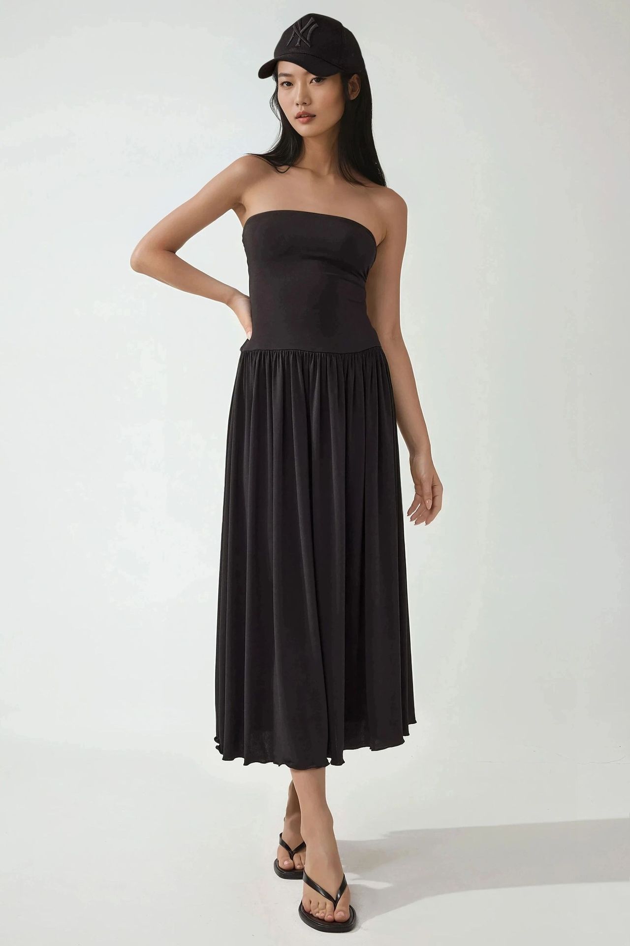 2-in-1 Midi Elastic Strapless Dress/Skirt