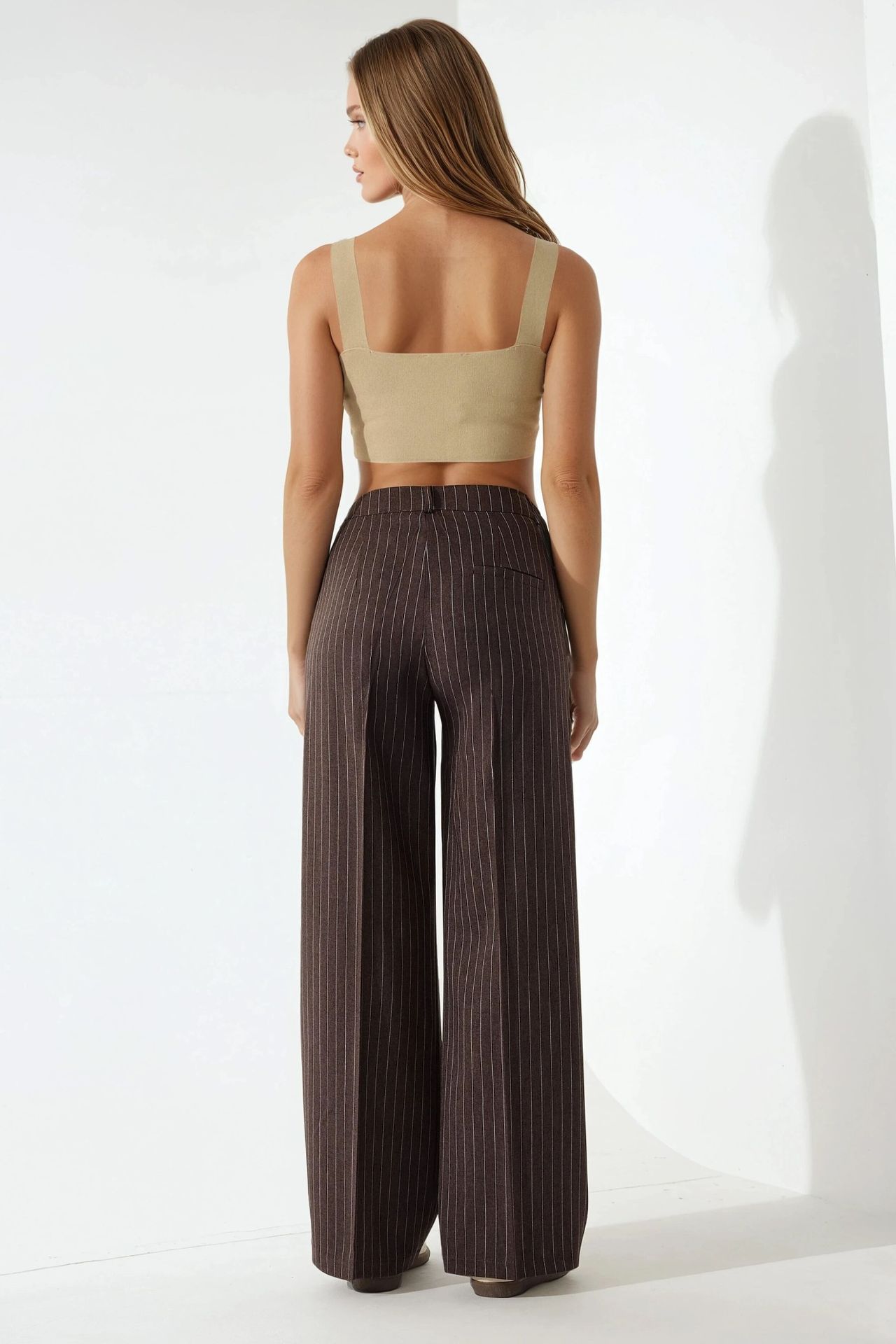Striped Wide Leg Pleated Palazzo Pants