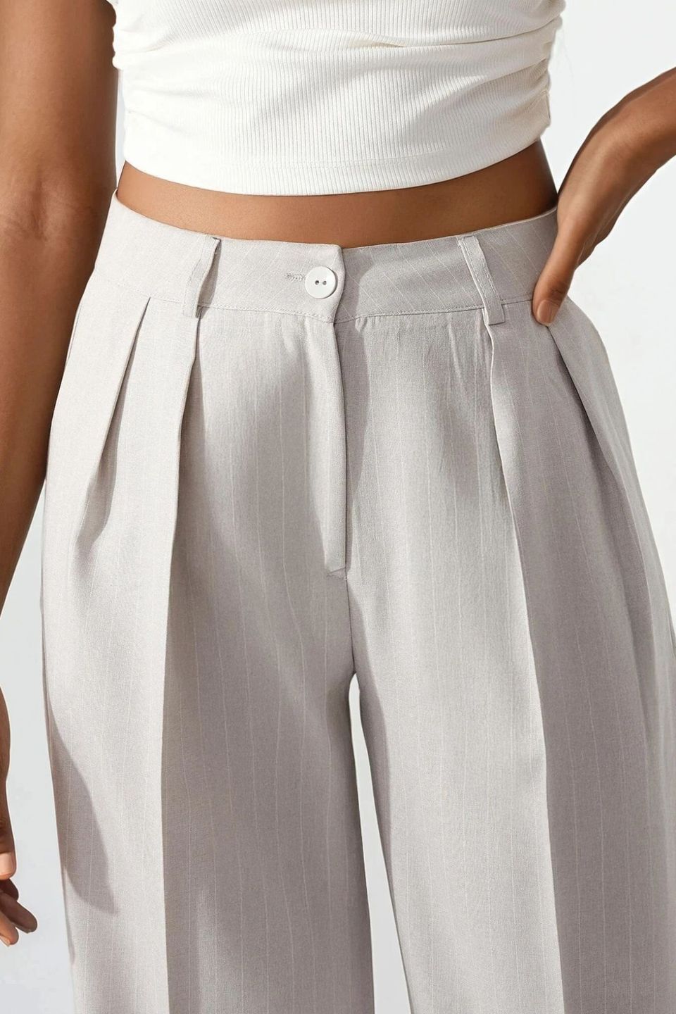Striped Wide Leg Pleated Palazzo Pants