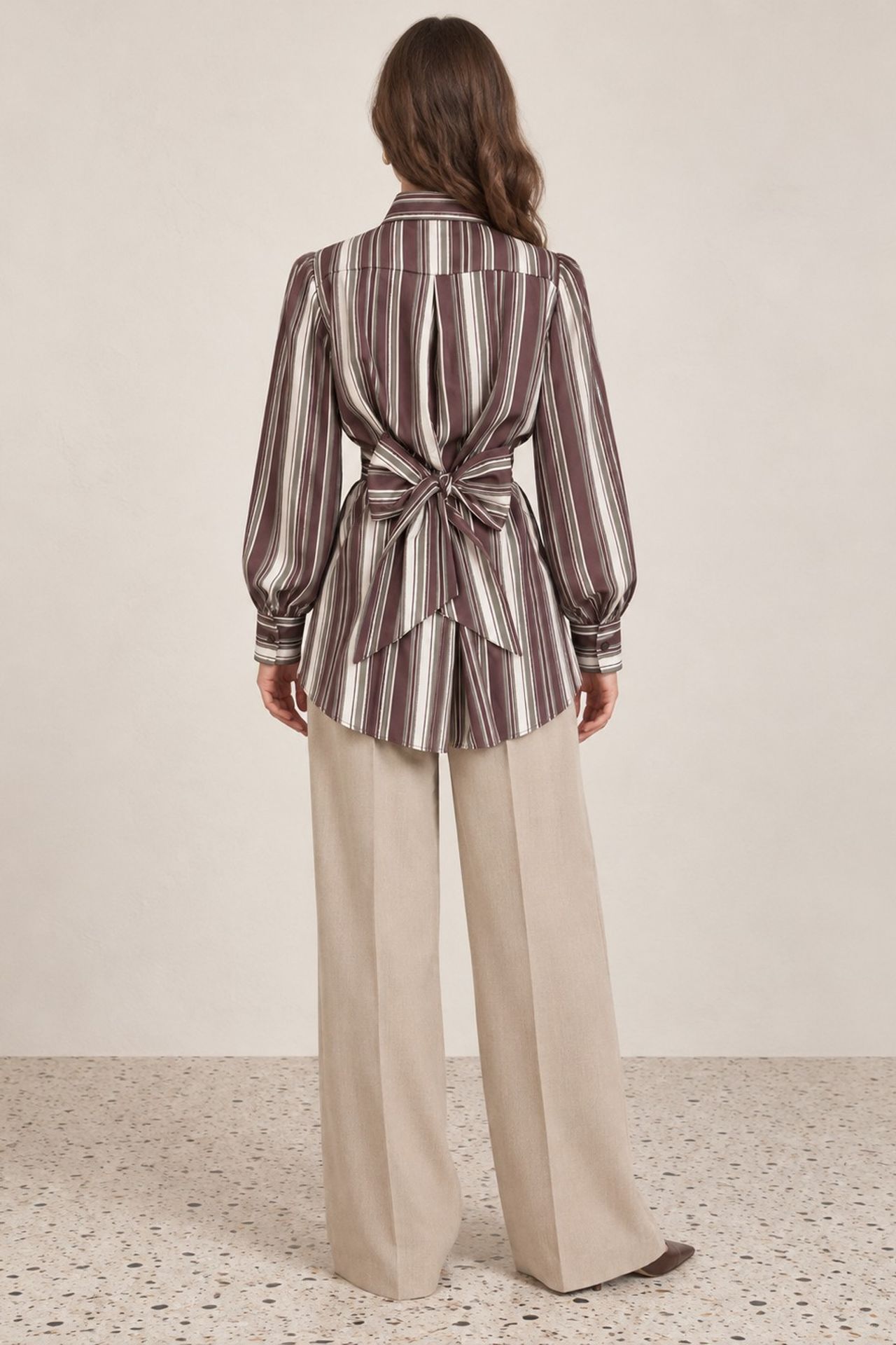 Striped Shirt with Tie Detail 2