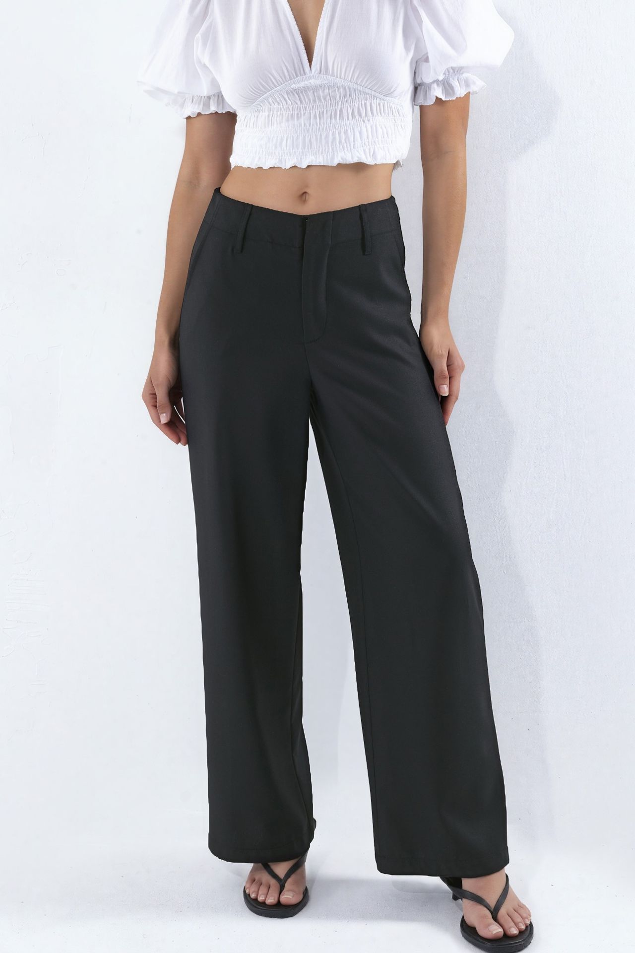 Belted Flowy Straight Fit Trousers 2