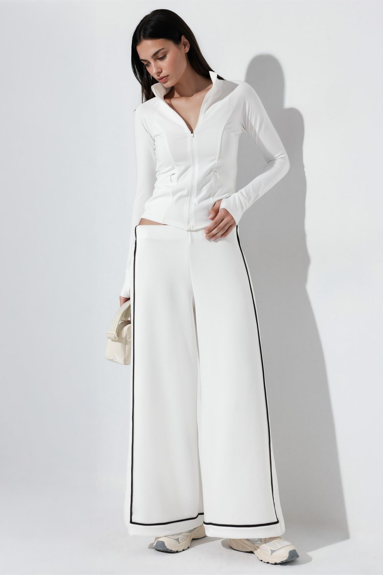 Contrast Binding Detail Modal Touch Wide Leg Pants 2