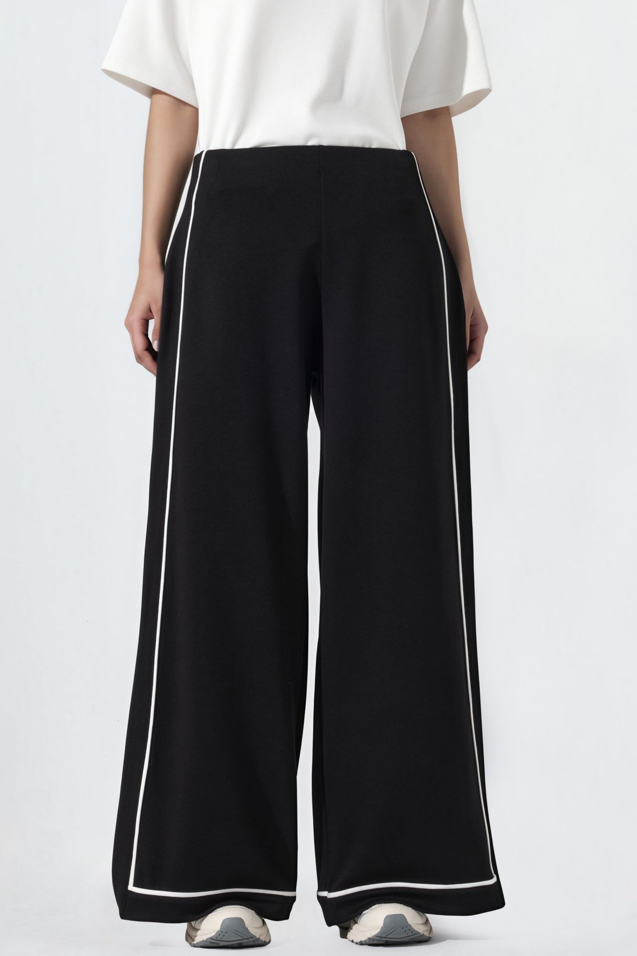Contrast Binding Detail Modal Touch Wide Leg Pants 1