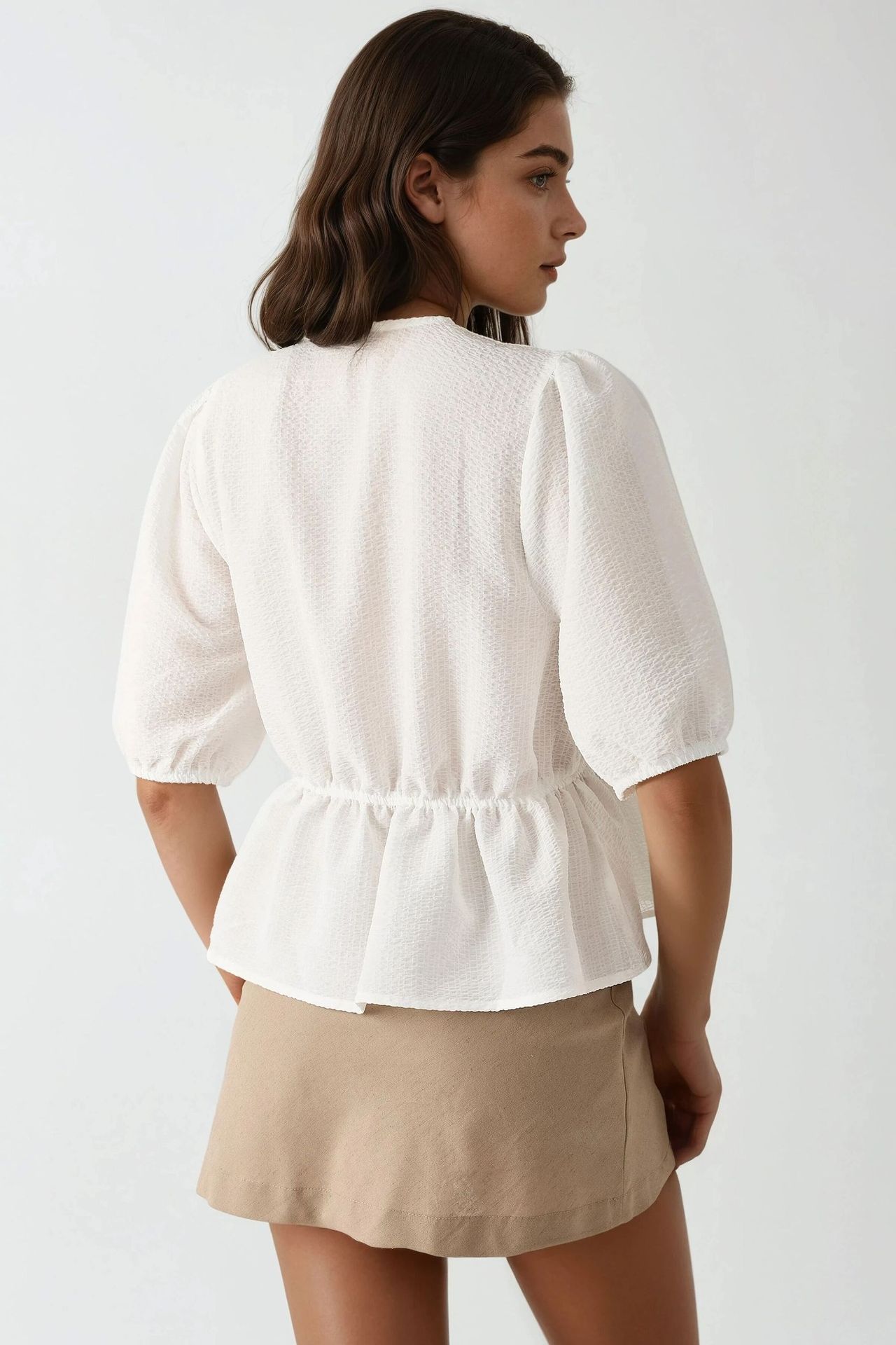 Textured V-Neck Blouse