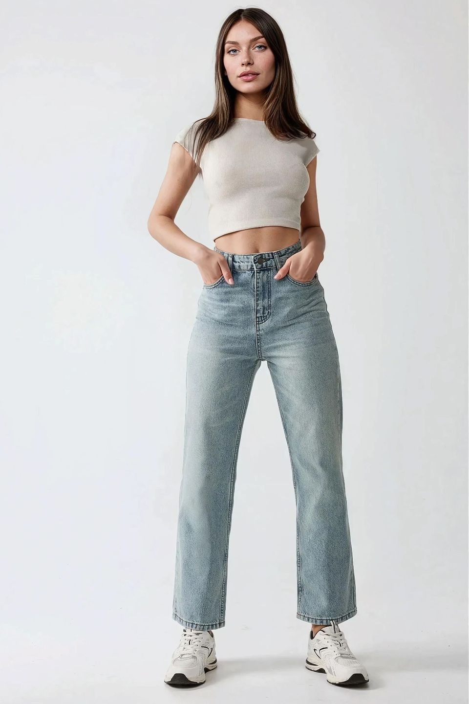 Straight Leg Denim Jeans