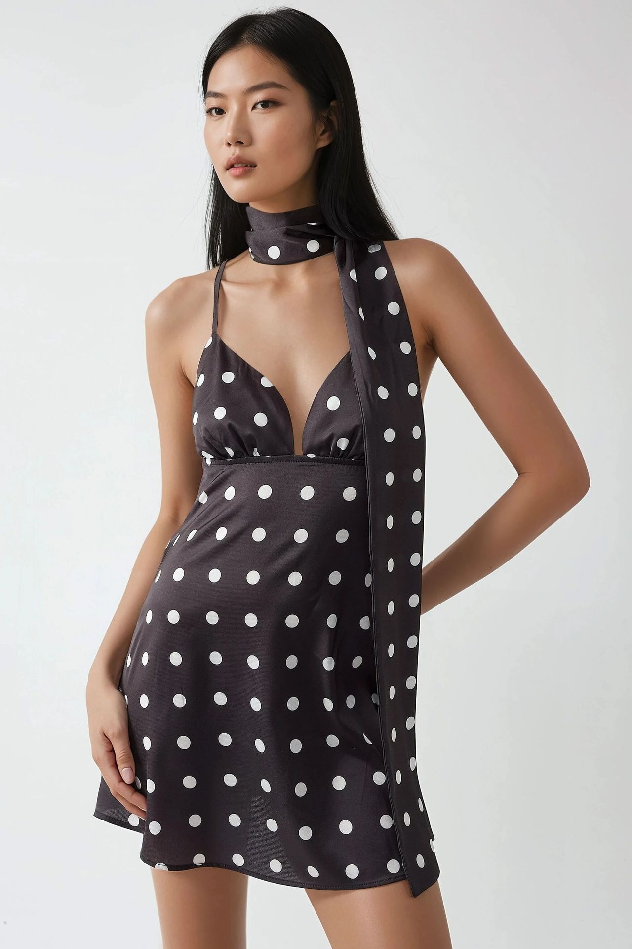 Emily Polka V-Neck Mini Dress