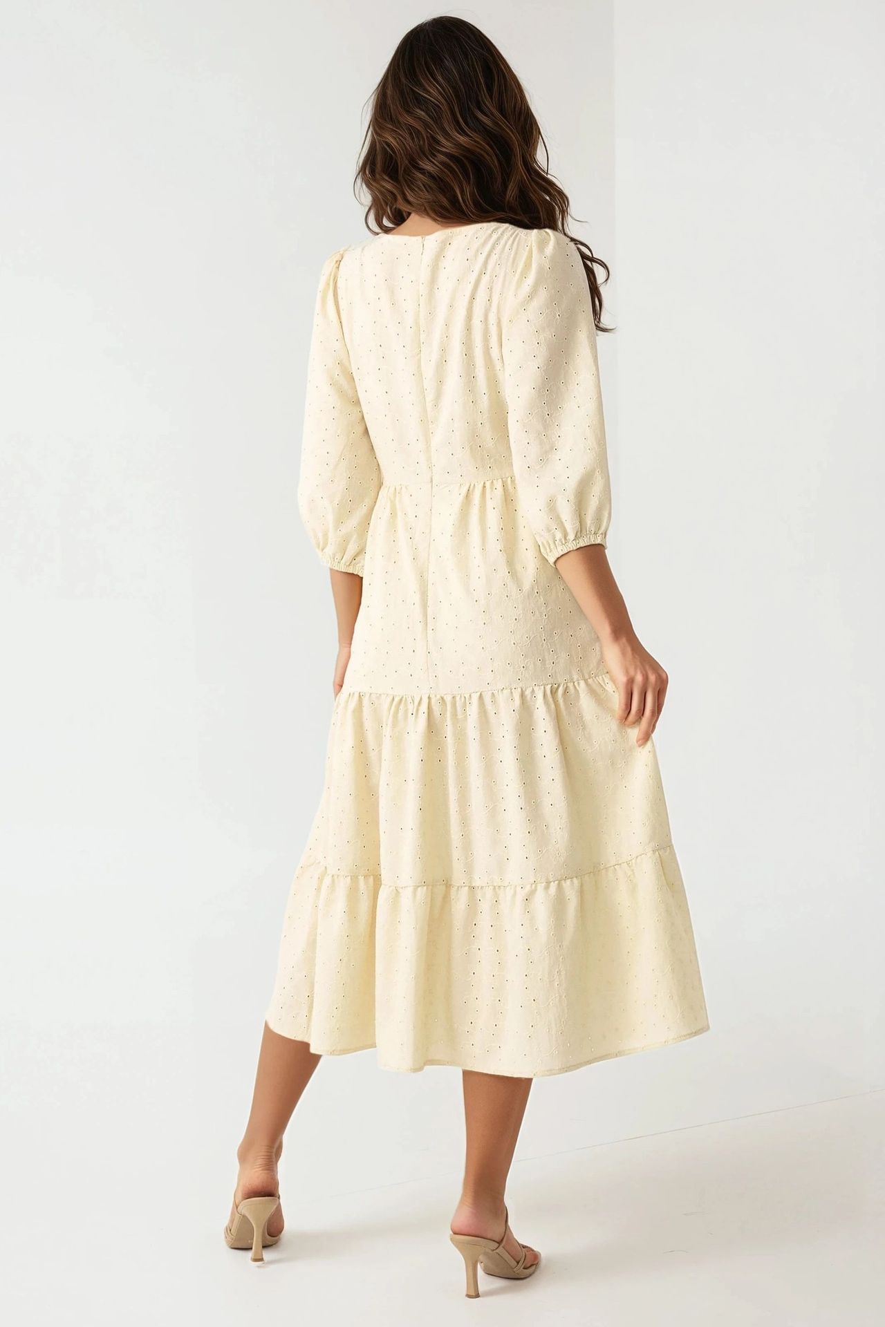 Embroidered Heart Collar Maxi Dress