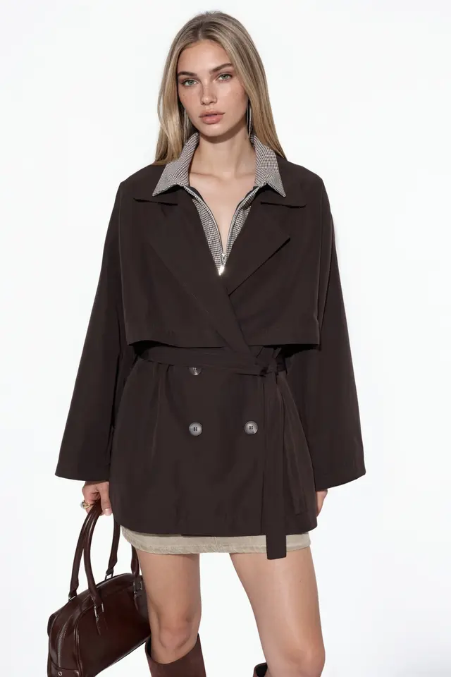 Double-Breasted Belted Trench Coat