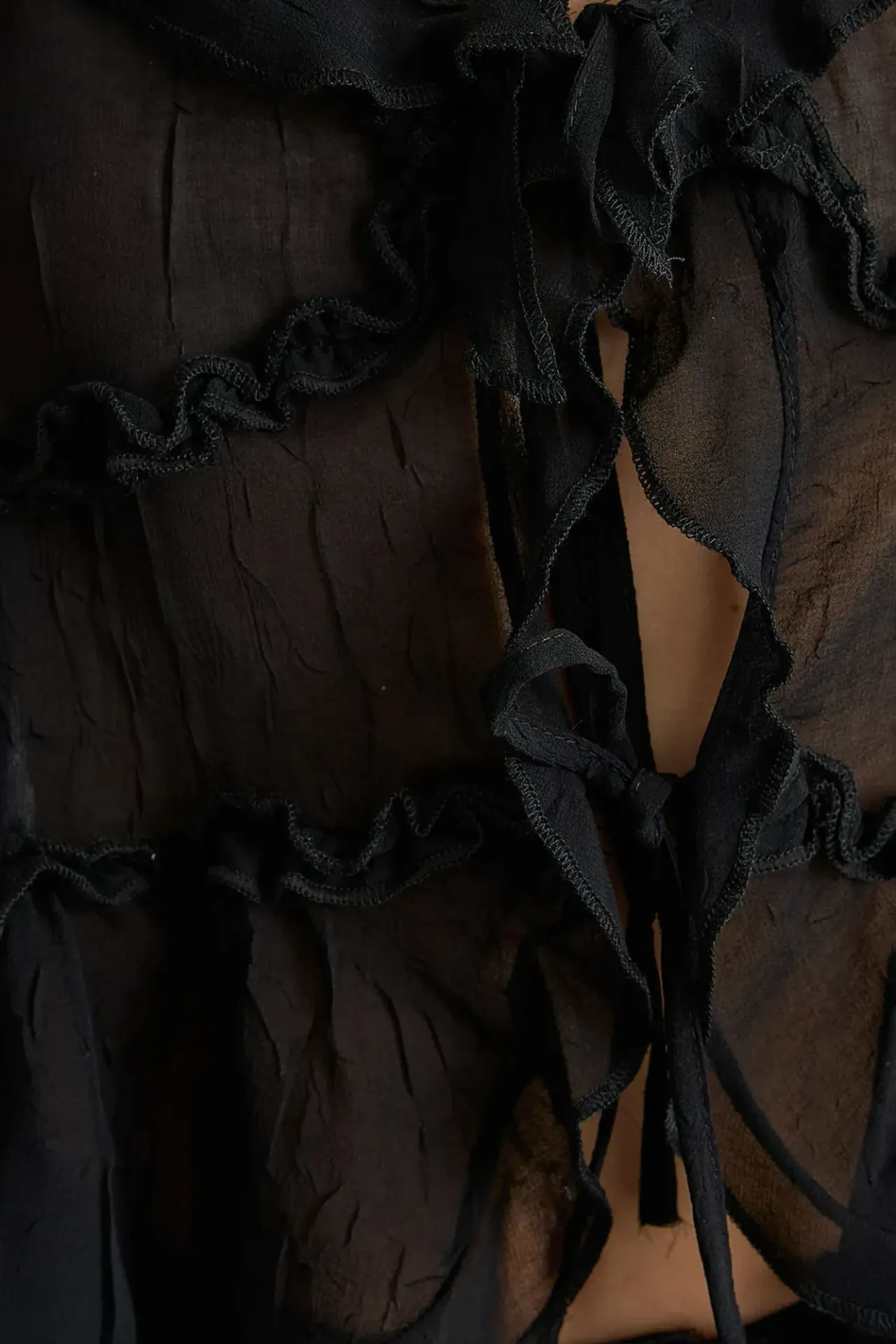 Ruffle Detail Tulle Blouse
