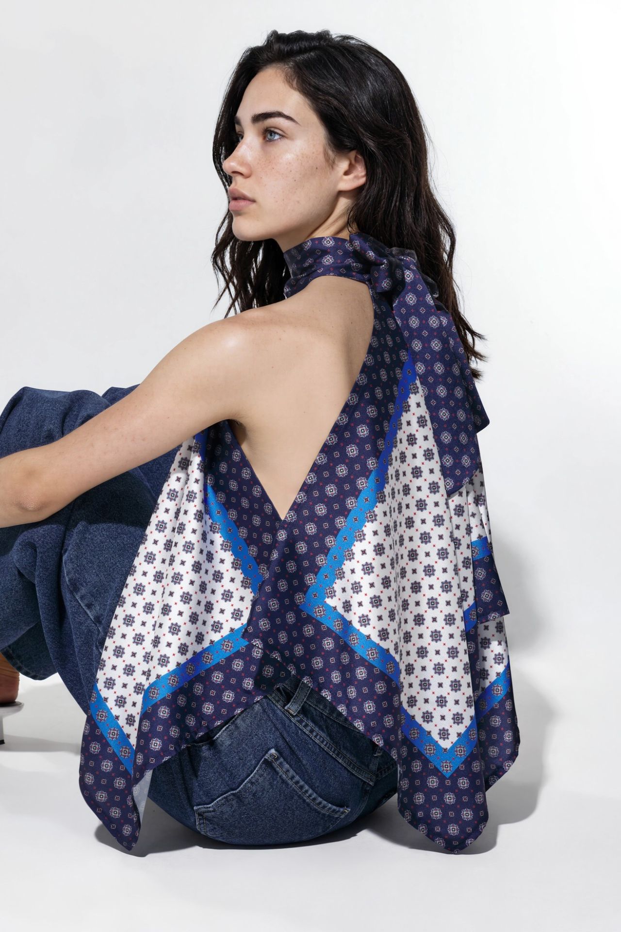 Halter Neck Satin Scarf Top 2