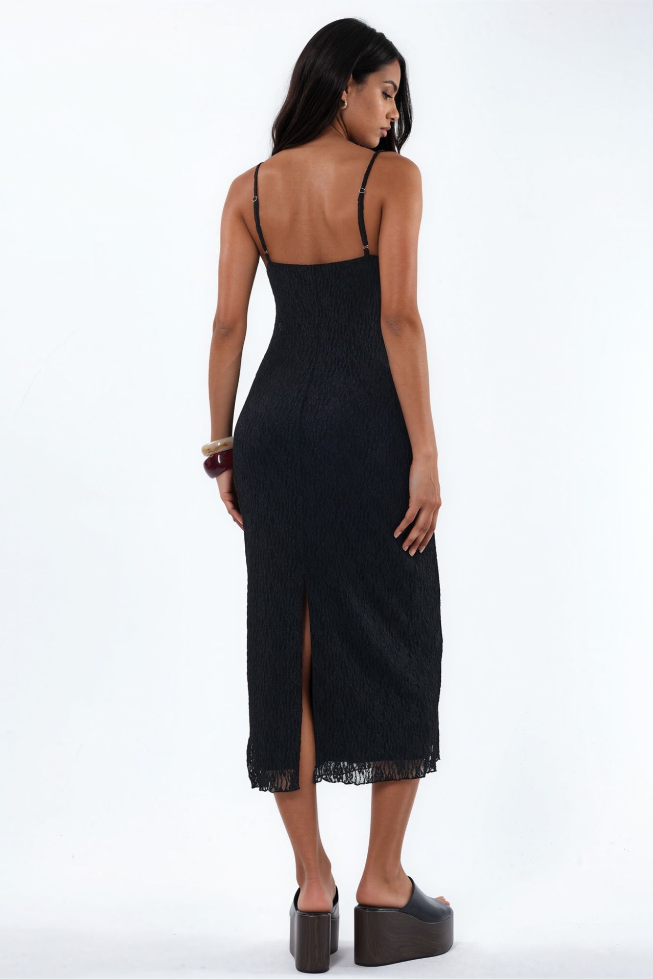 V-Neck Lace Bodycon Midi Dress 2