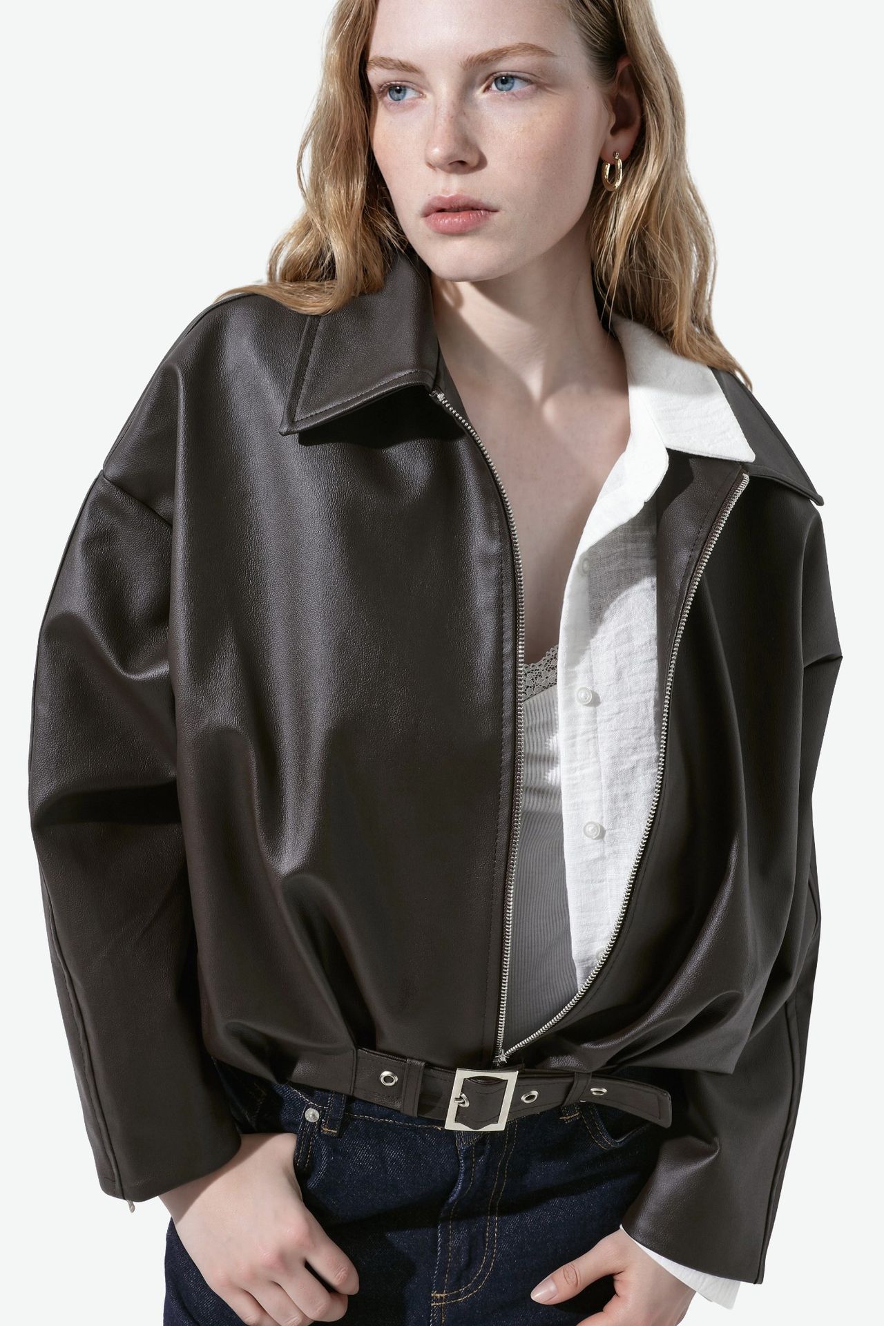 Faux Leather Bomber Jacket 1