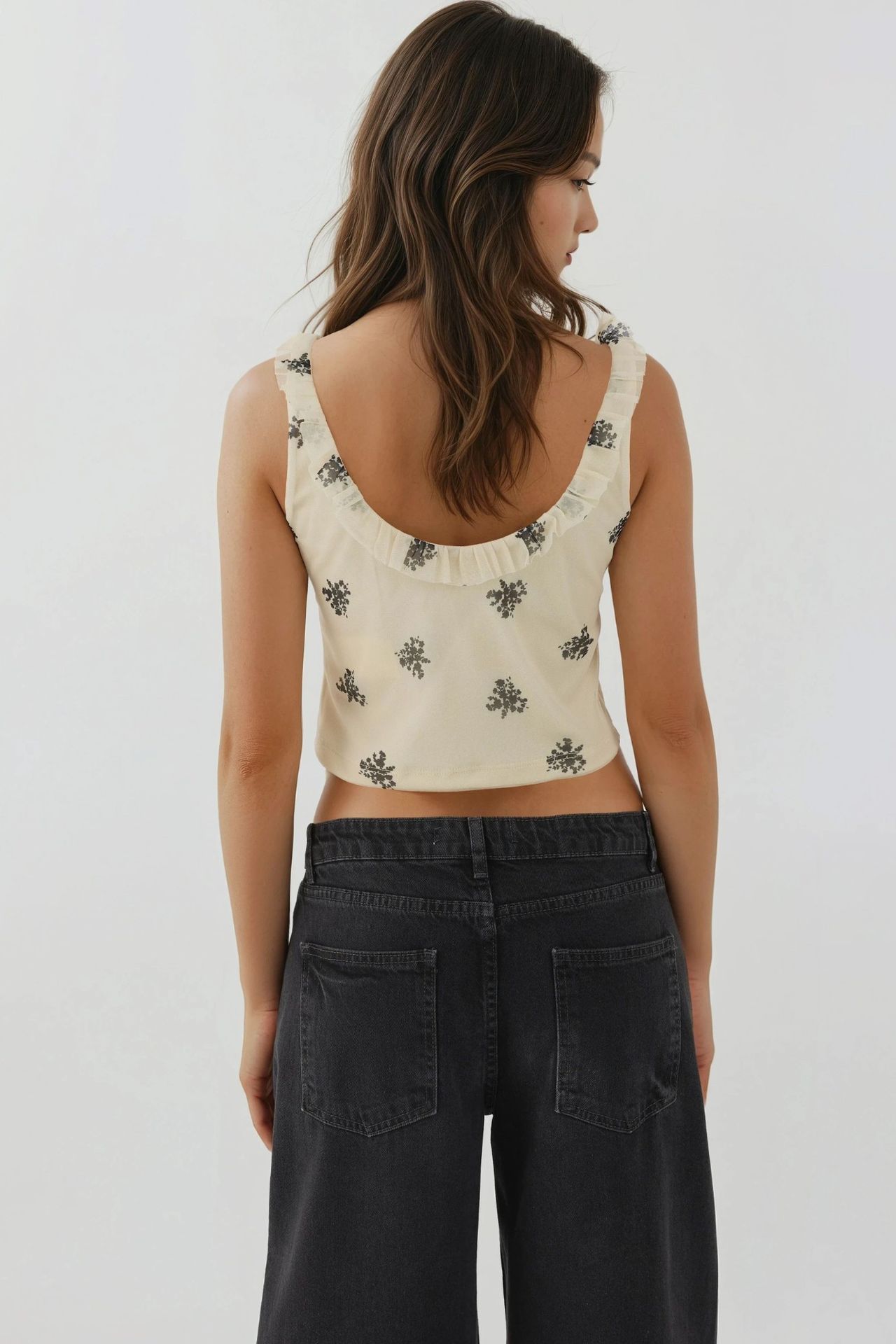 U Collar Printed Crop Tank Top 5