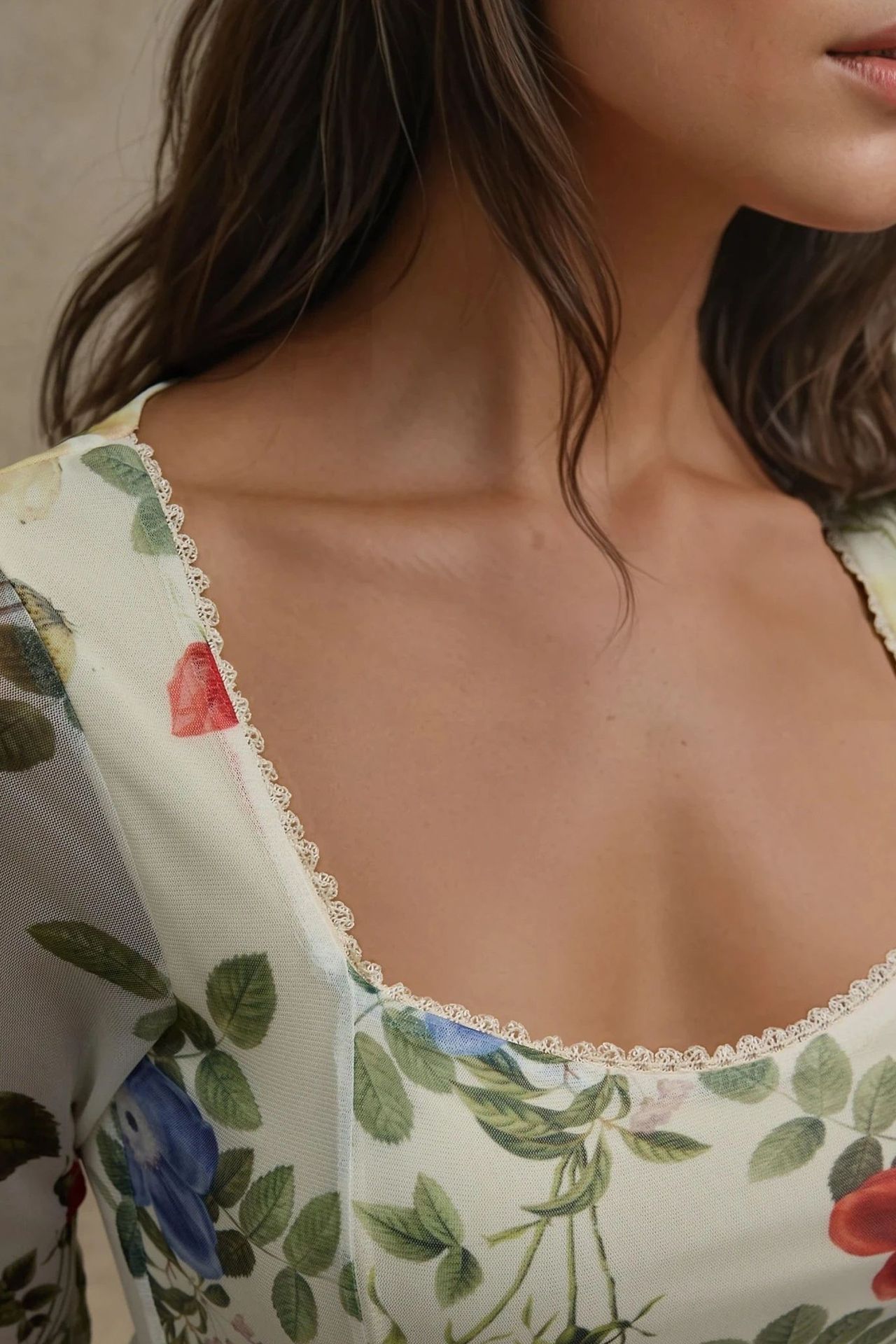 Heart Collar Printed Long Sleeve Top 5