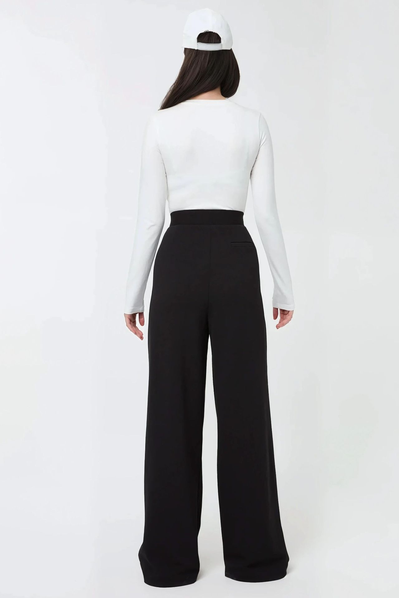 High Waist Elastic Crepe Palazzo Pants