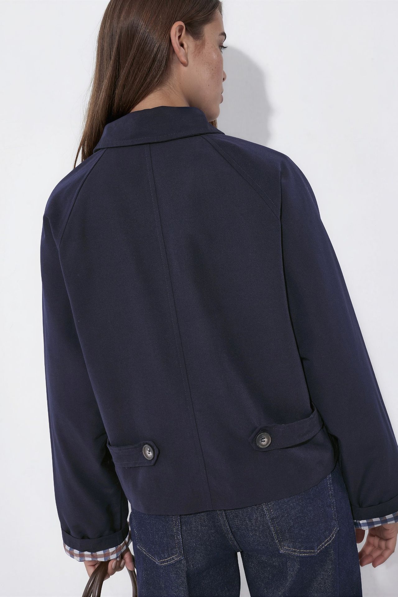 Buttoned Jacket with Plaid Lining 3