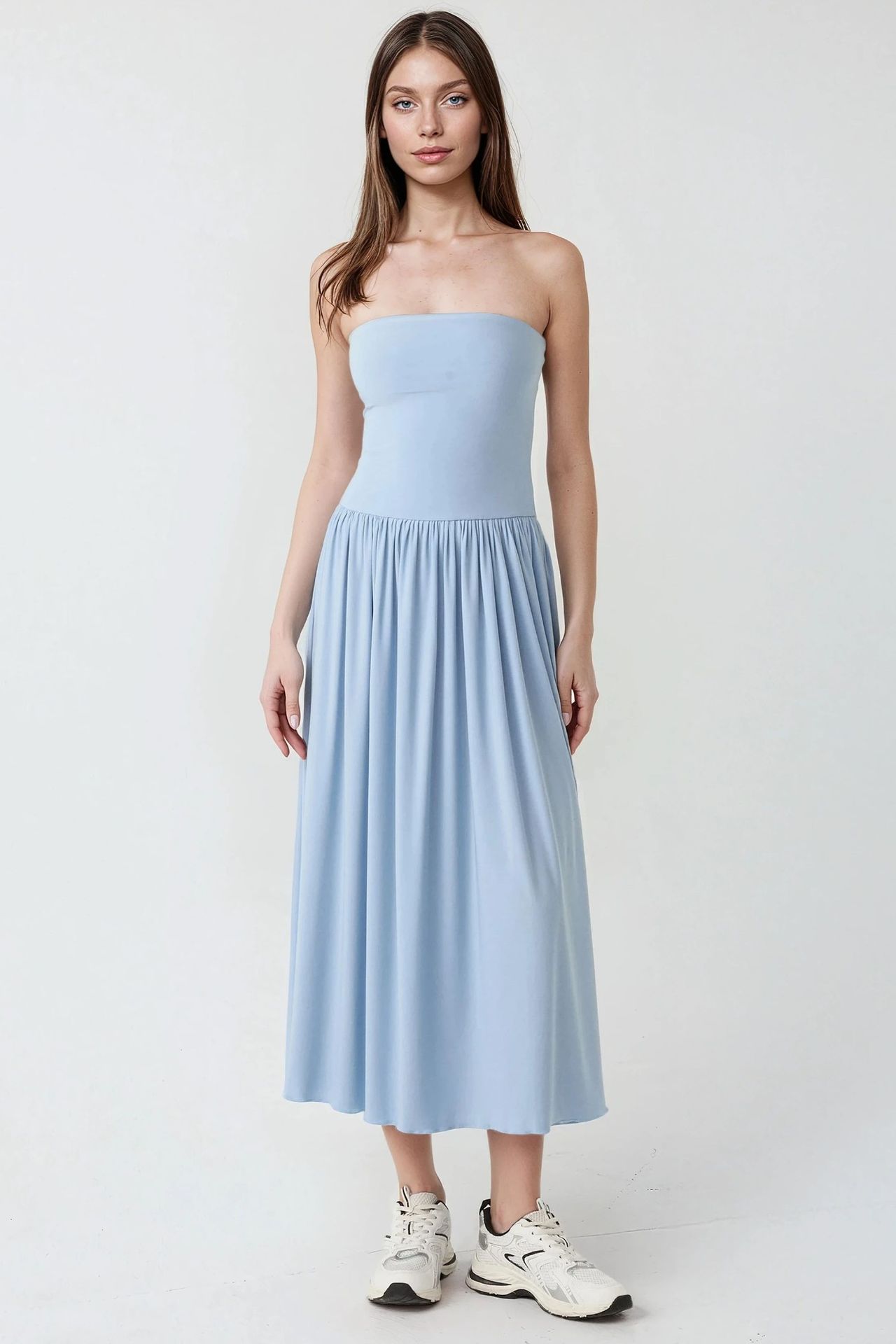 2-in-1 Midi Elastic Strapless Dress/Skirt