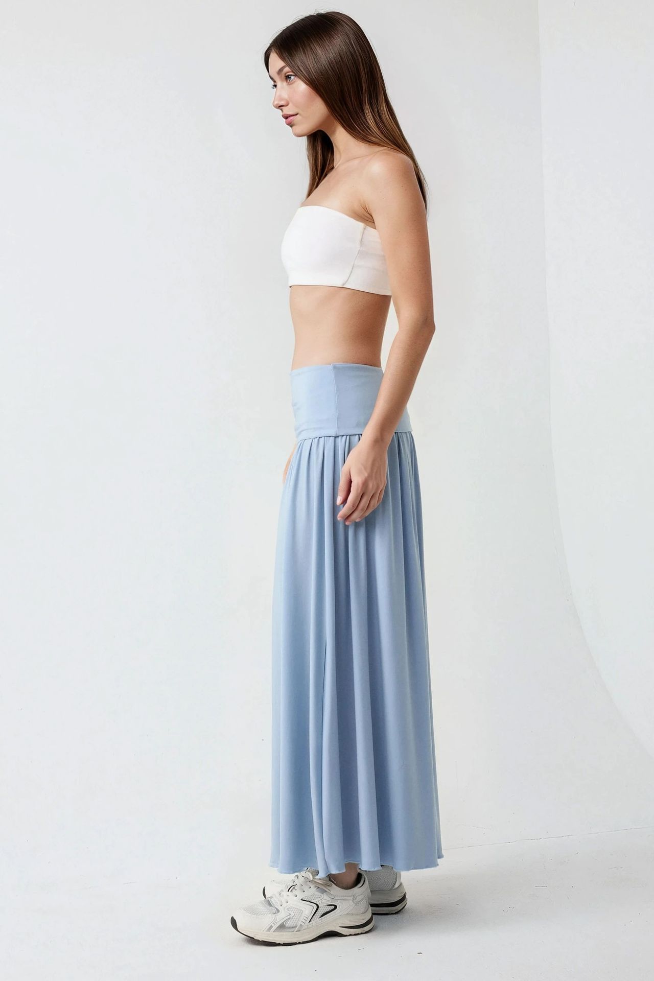2-in-1 Midi Elastic Strapless Dress/Skirt
