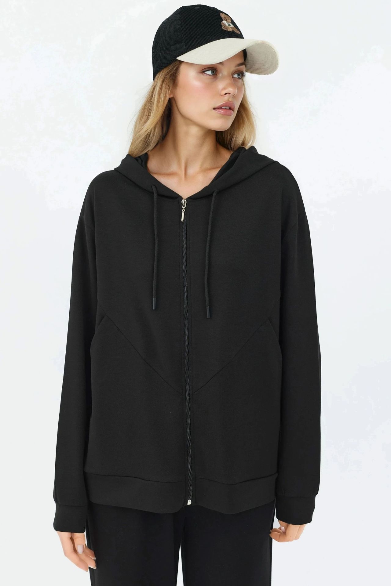 Modal Touch Fermuarlı Kapşonlu Sweatshirt 4