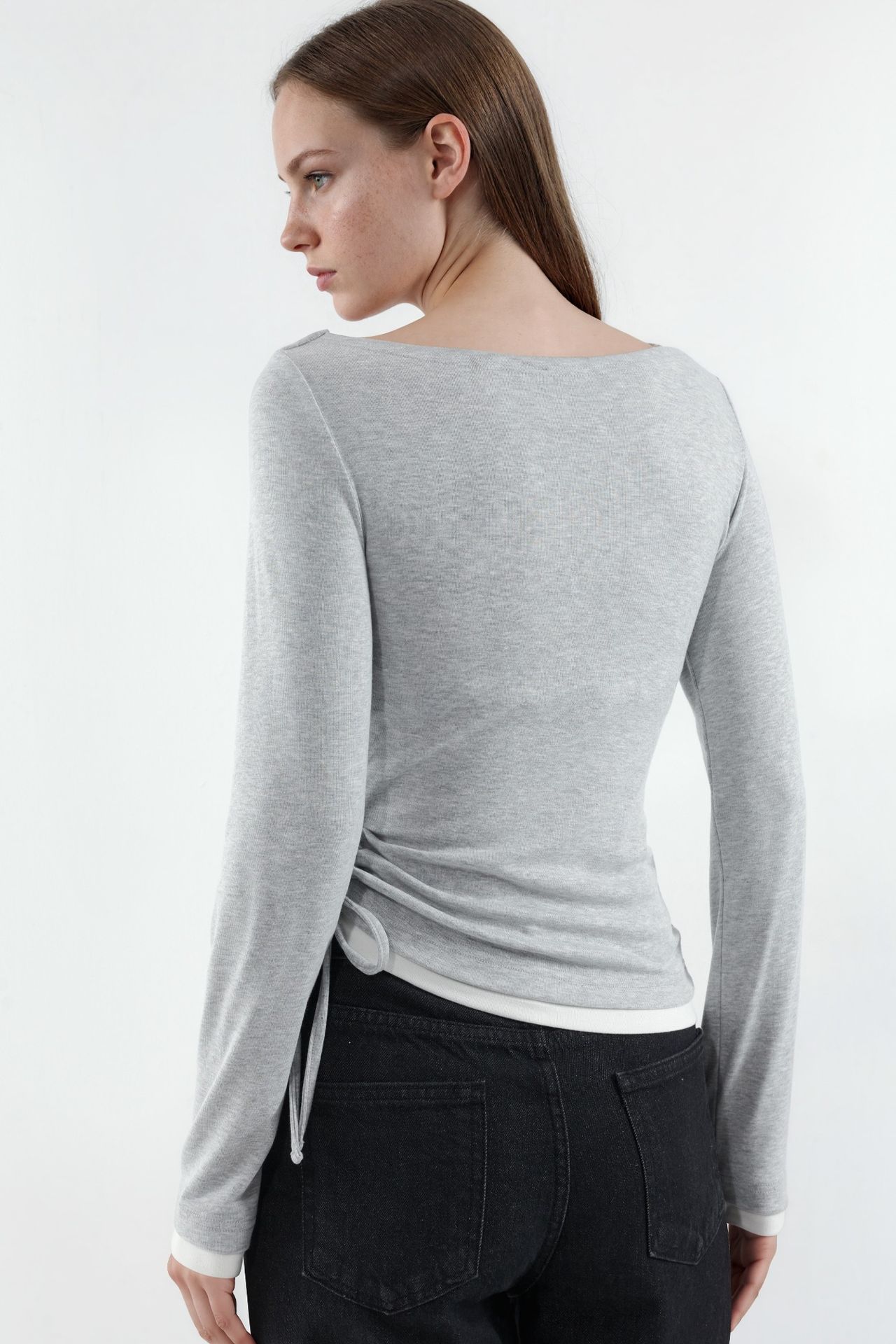 Color Block Soft Blouse with Cowl Neck 2