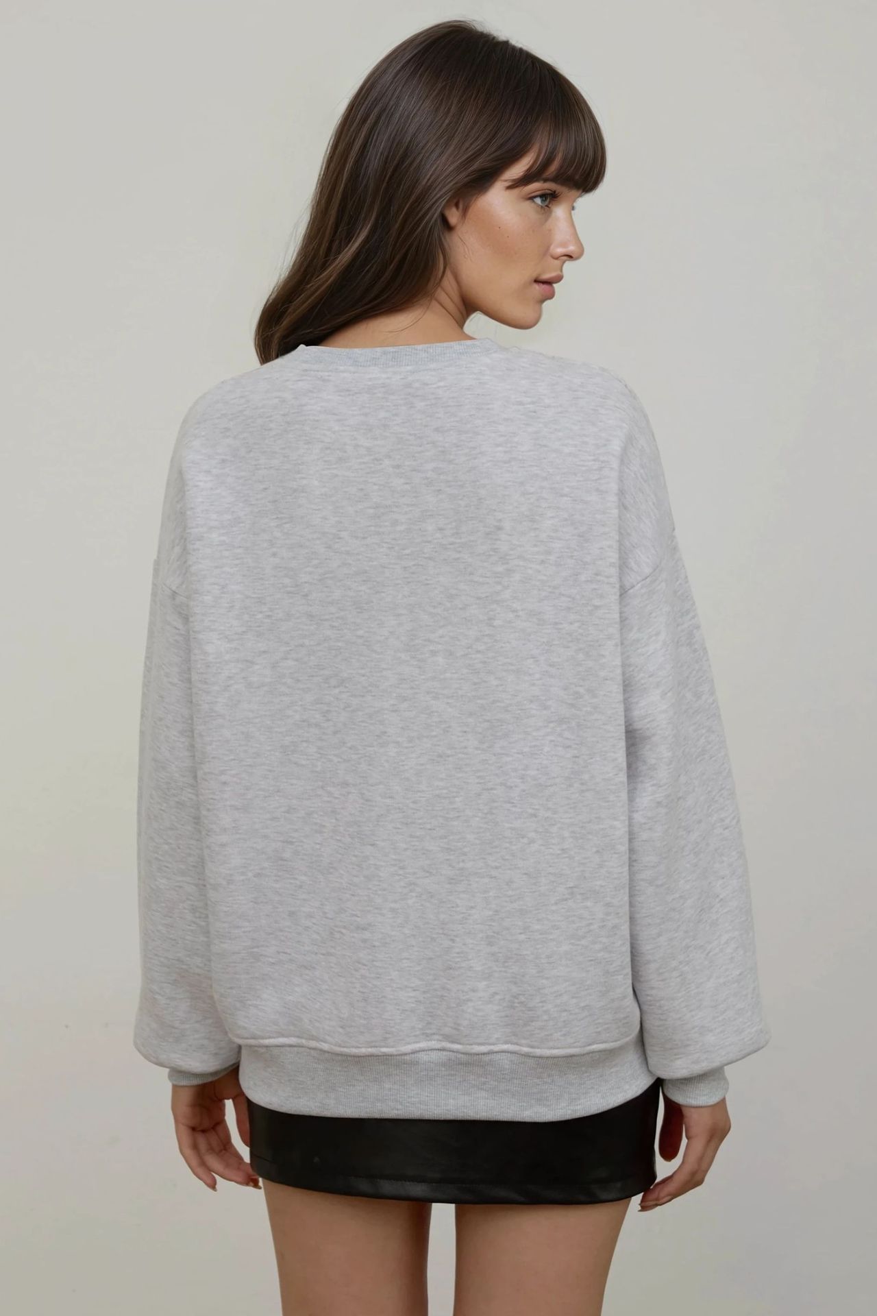  Comfort Animal Pattern Embroidered Raised Crew Neck Sweatshirt