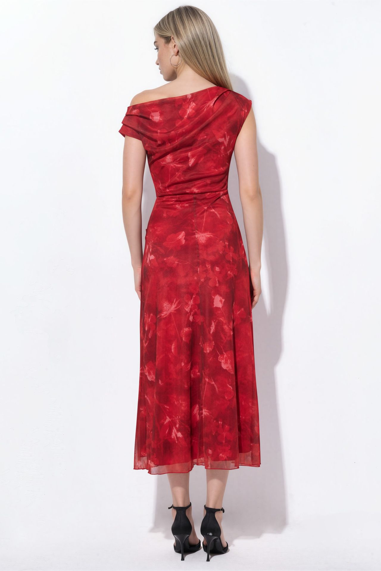 Patterned Lined Tulle Knit Midi Dress 3